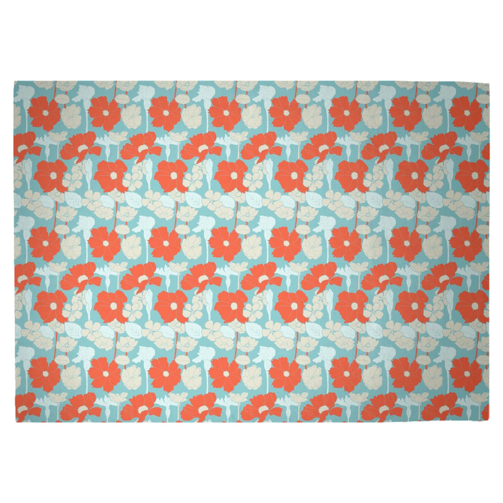 Bright 60s Flower Woven Rug - Large