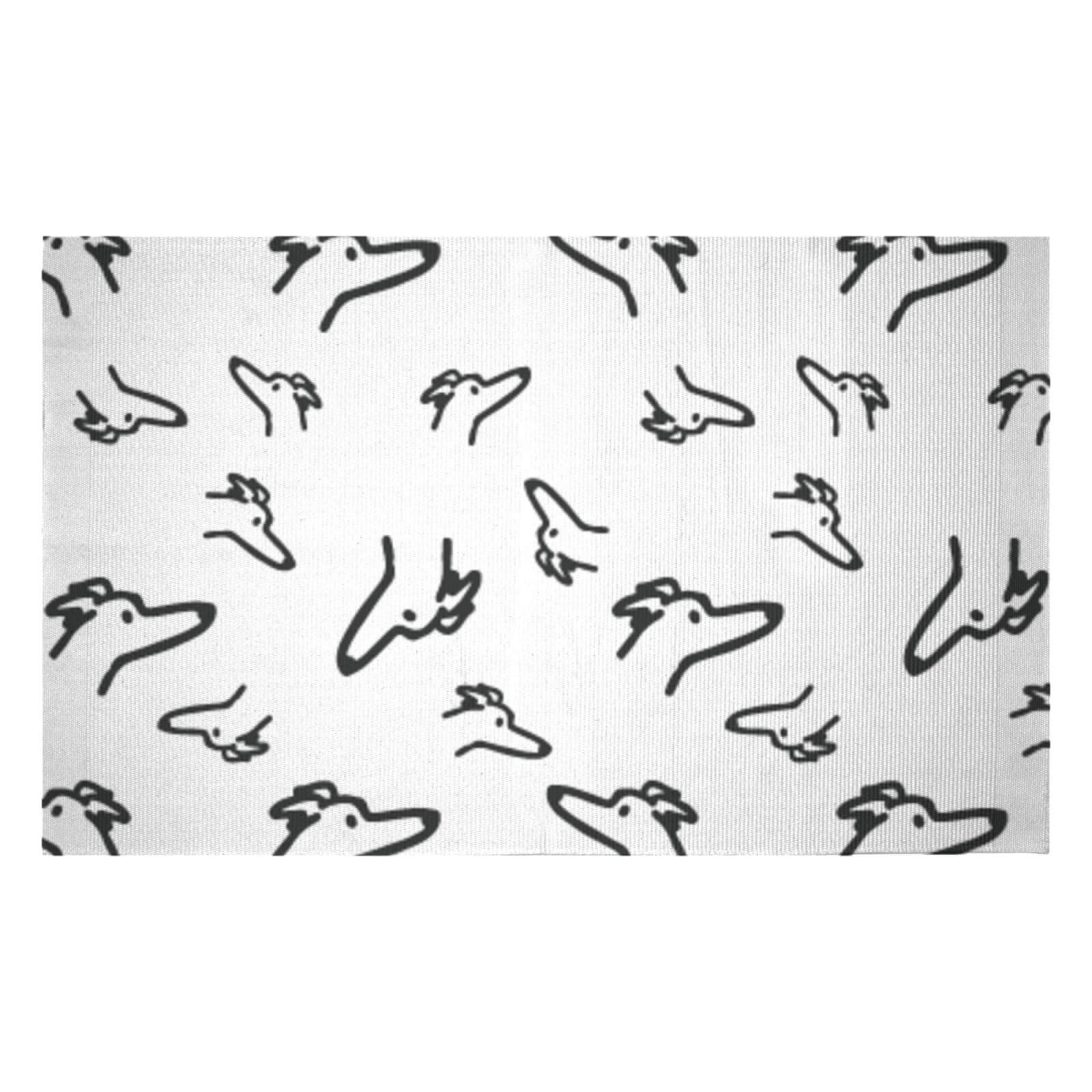 Line Art Dog Pattern Woven Rug - Small