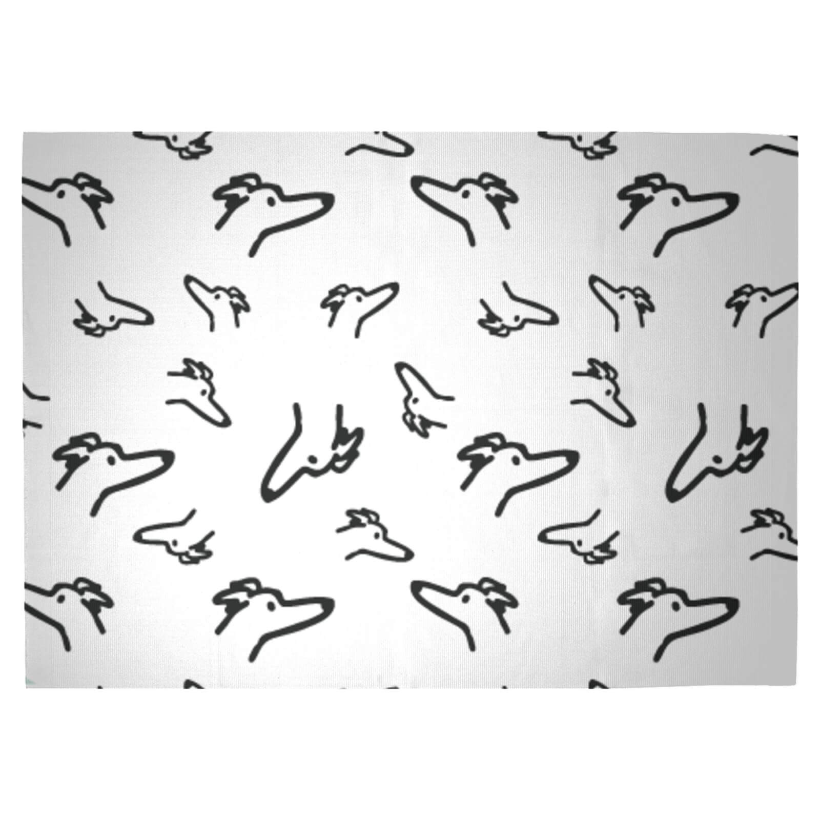 Line Art Dog Pattern Woven Rug - Large