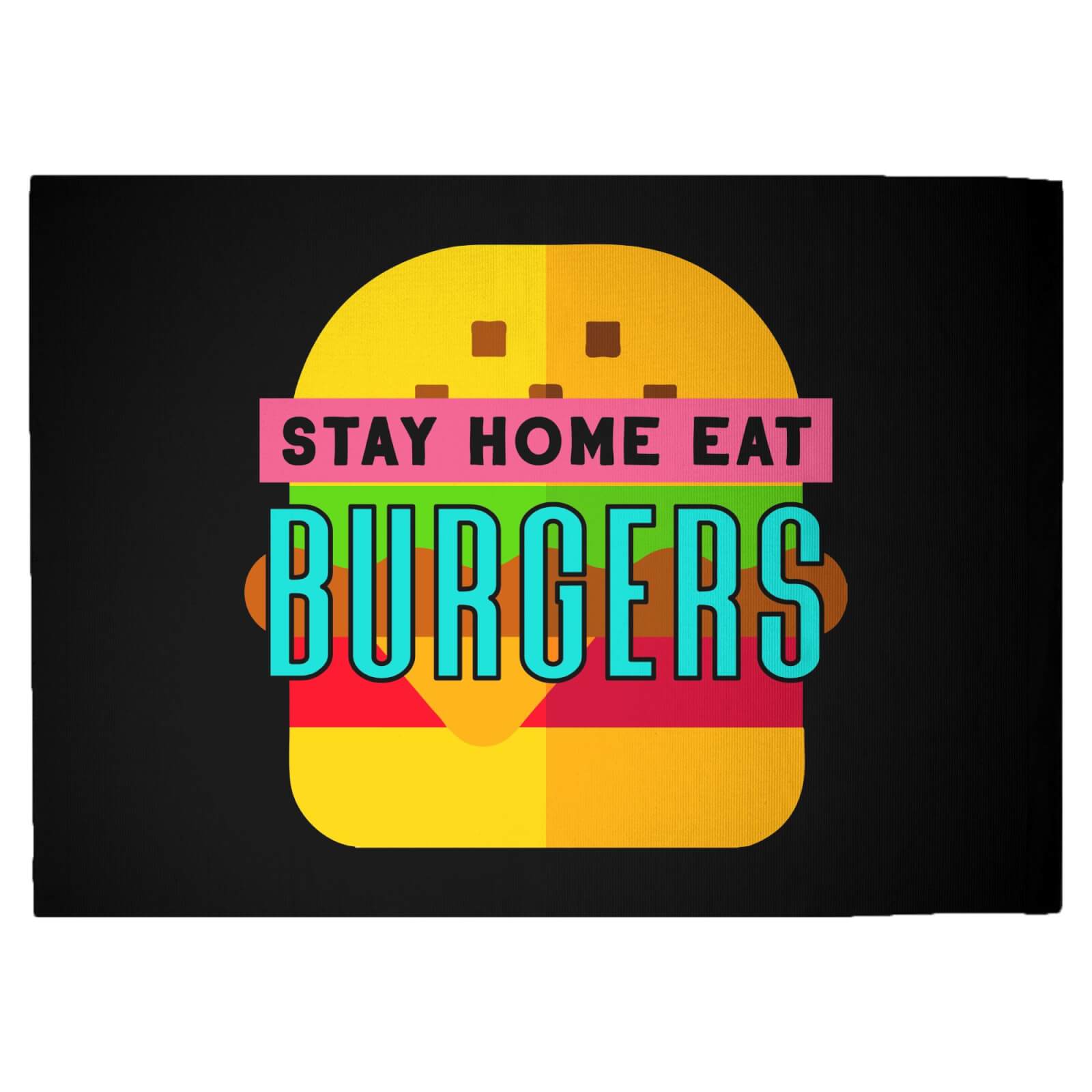Stay Home Eat Burgers Woven Rug - Large
