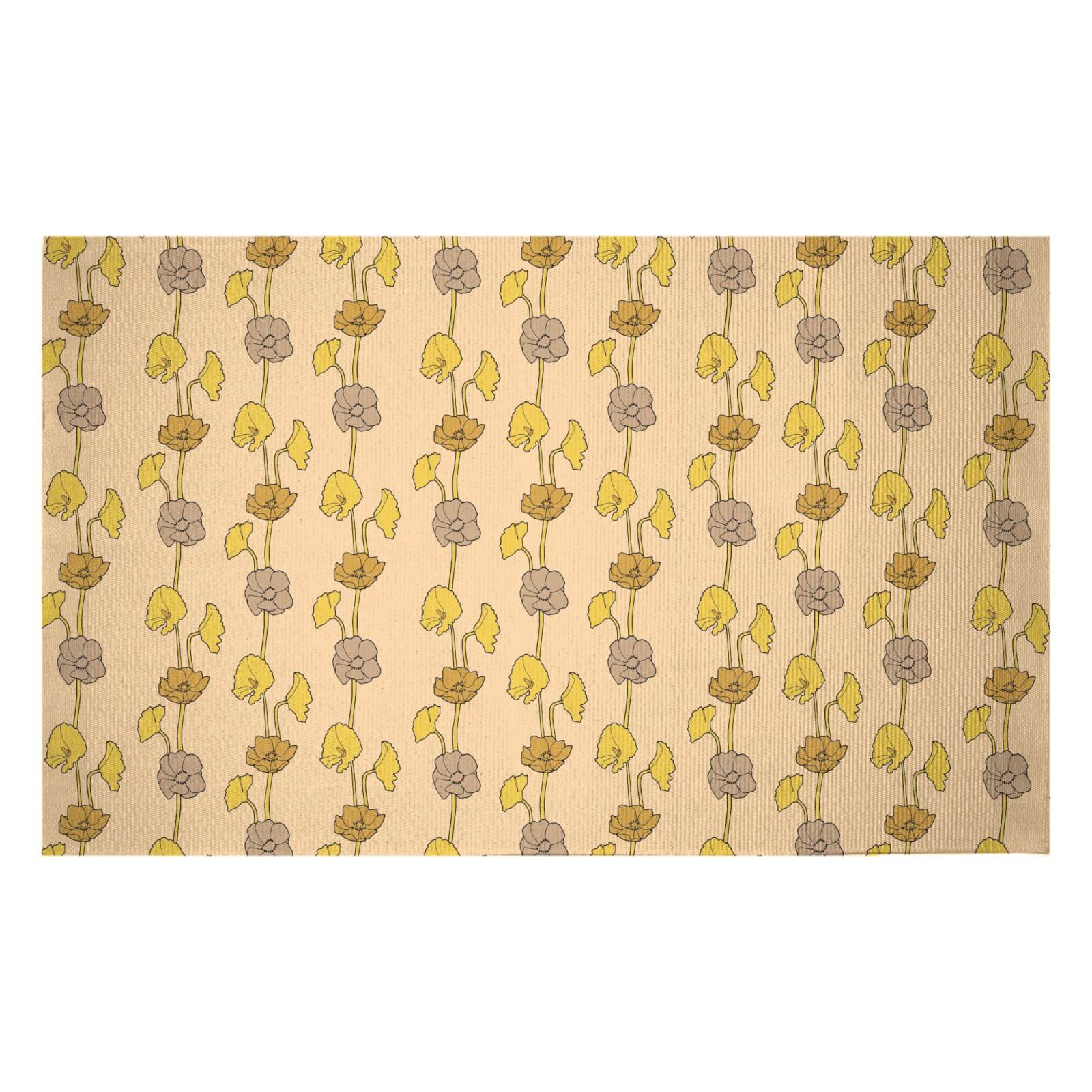 60s Light Flower Woven Rug - Small