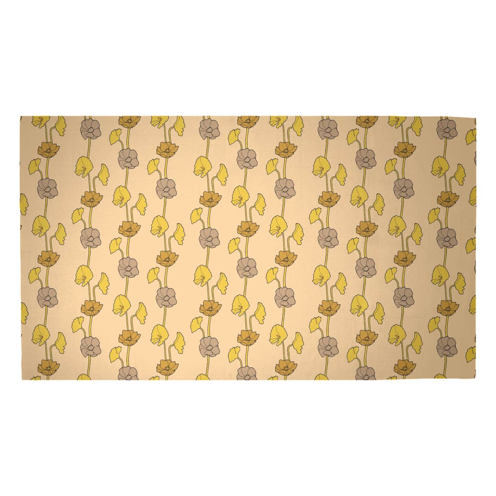 60s Light Flower Woven Rug - Medium
