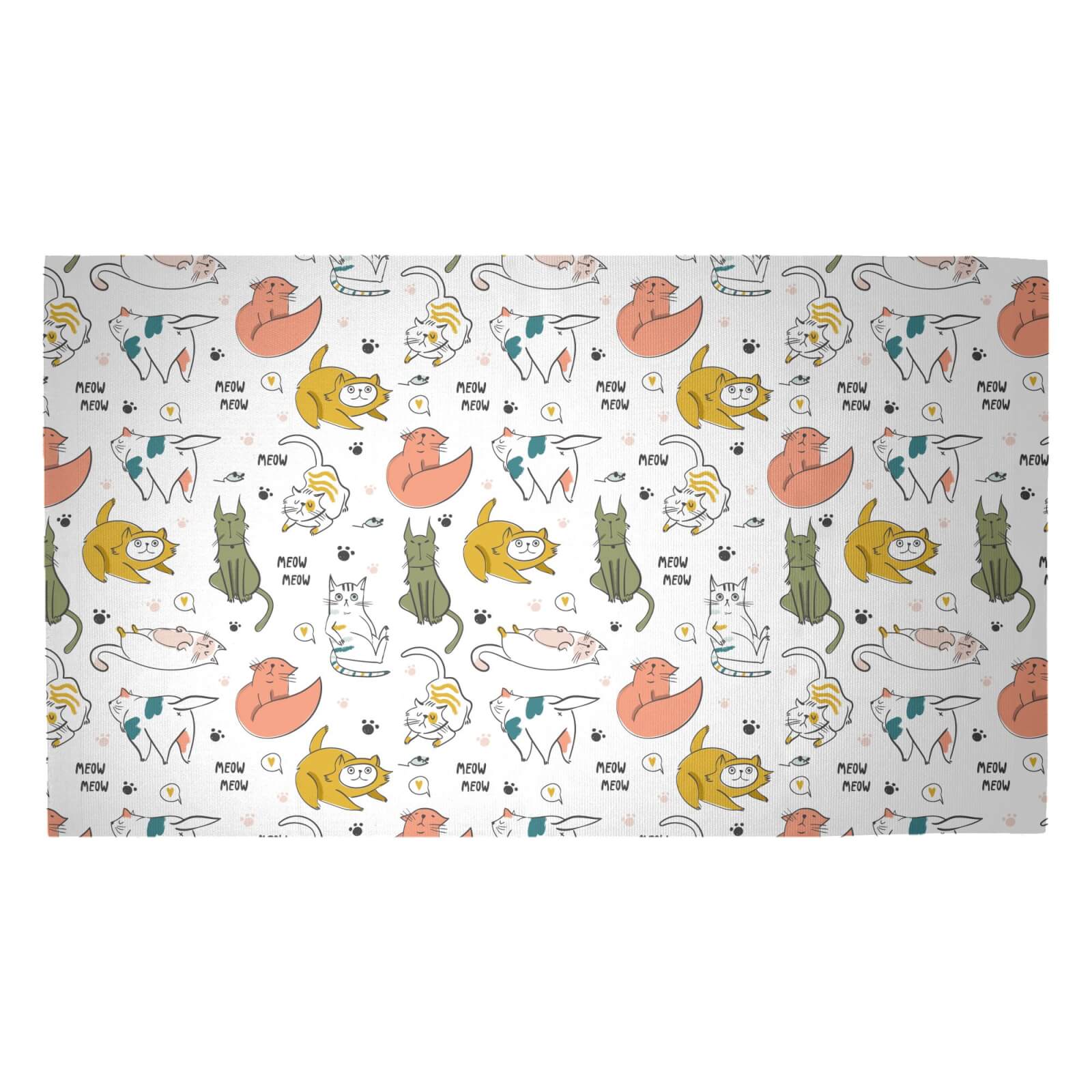 Colourful Cat Pattern Woven Rug - Medium