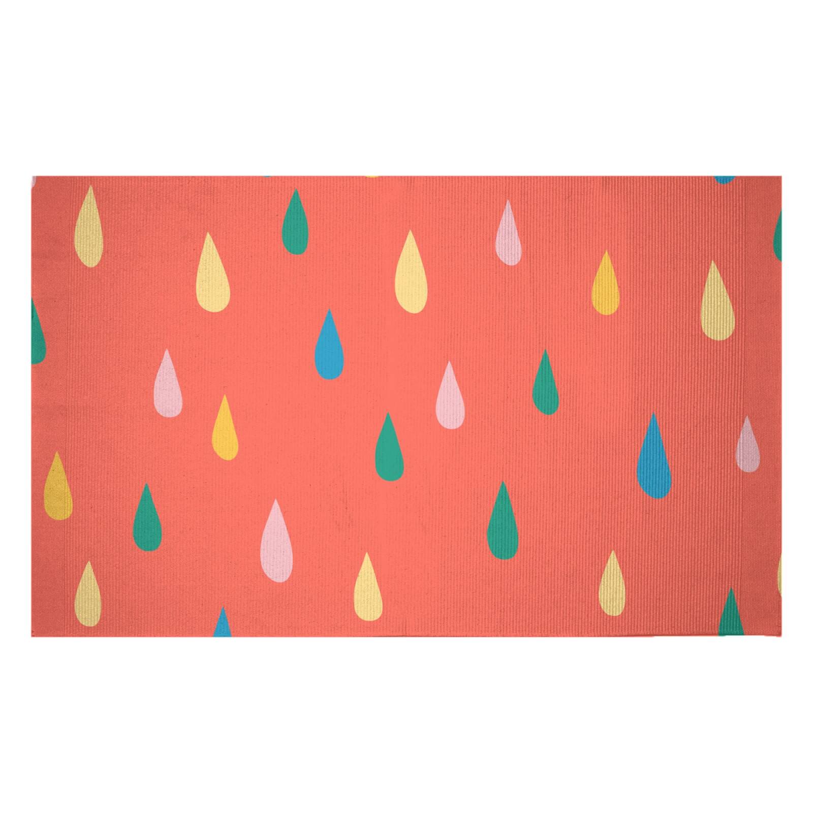 Rainbow Rain Drops Woven Rug - Small