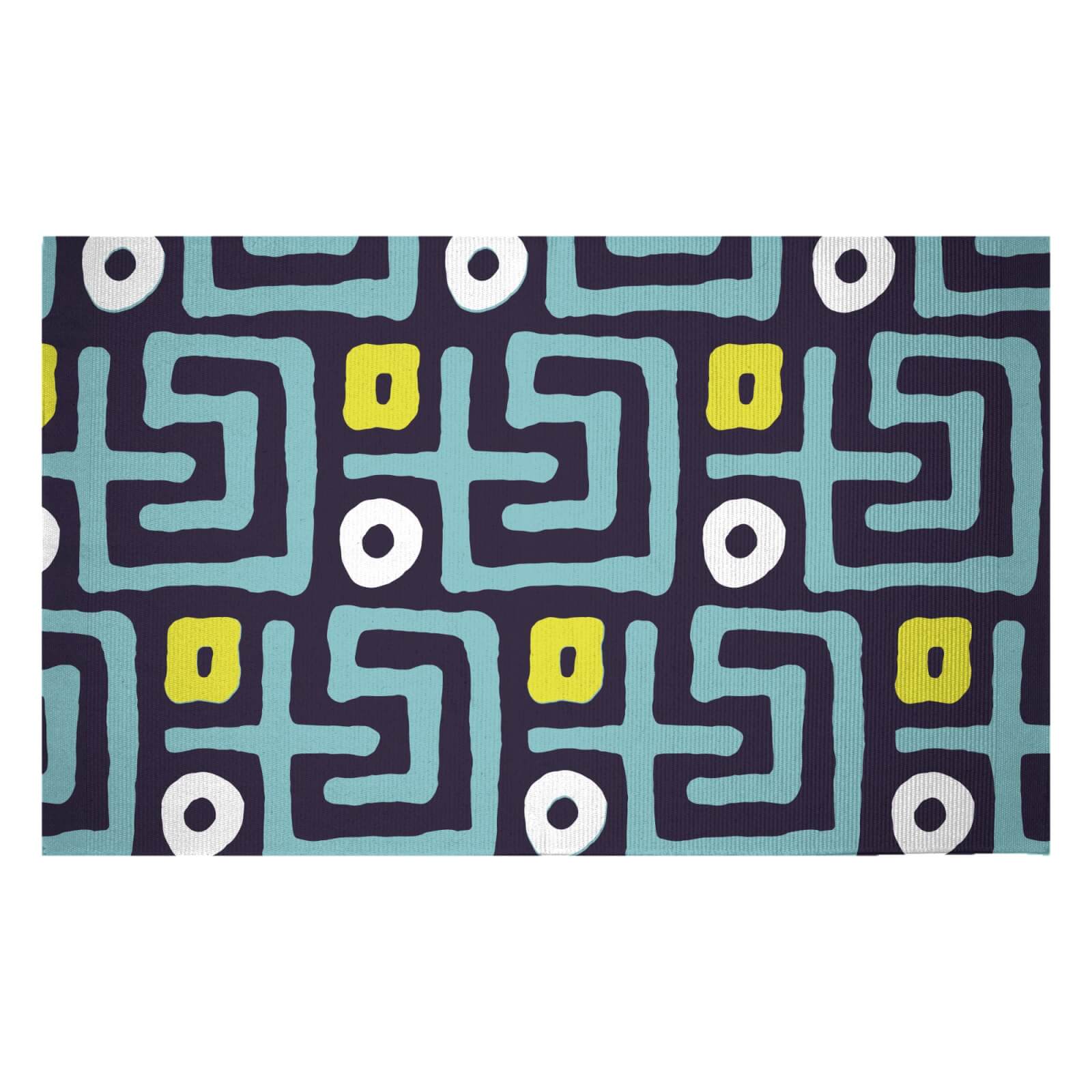 Abstract Tribal Circular Pattern Woven Rug - Small