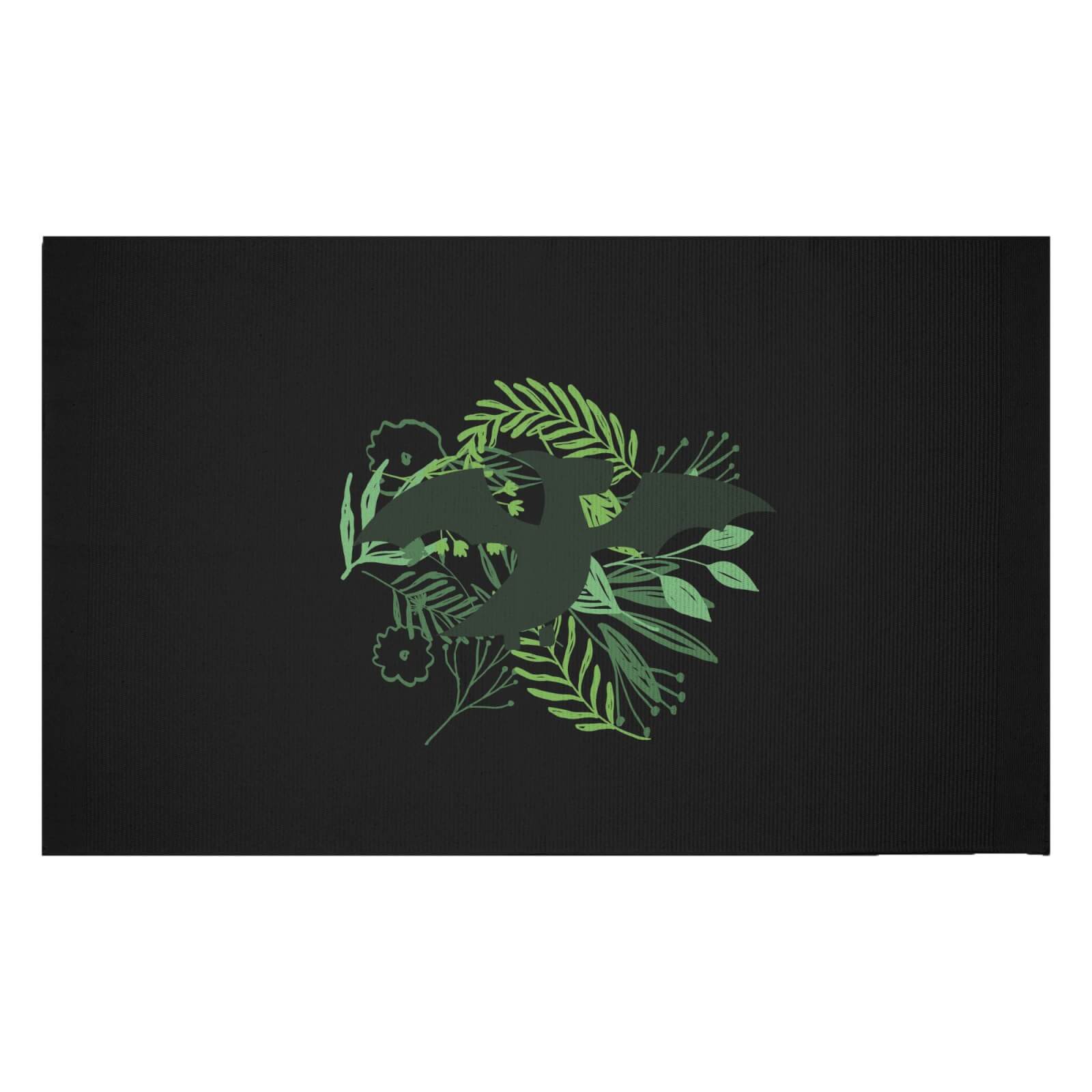 Pterodactyl Silhouette Foliage Woven Rug - Small