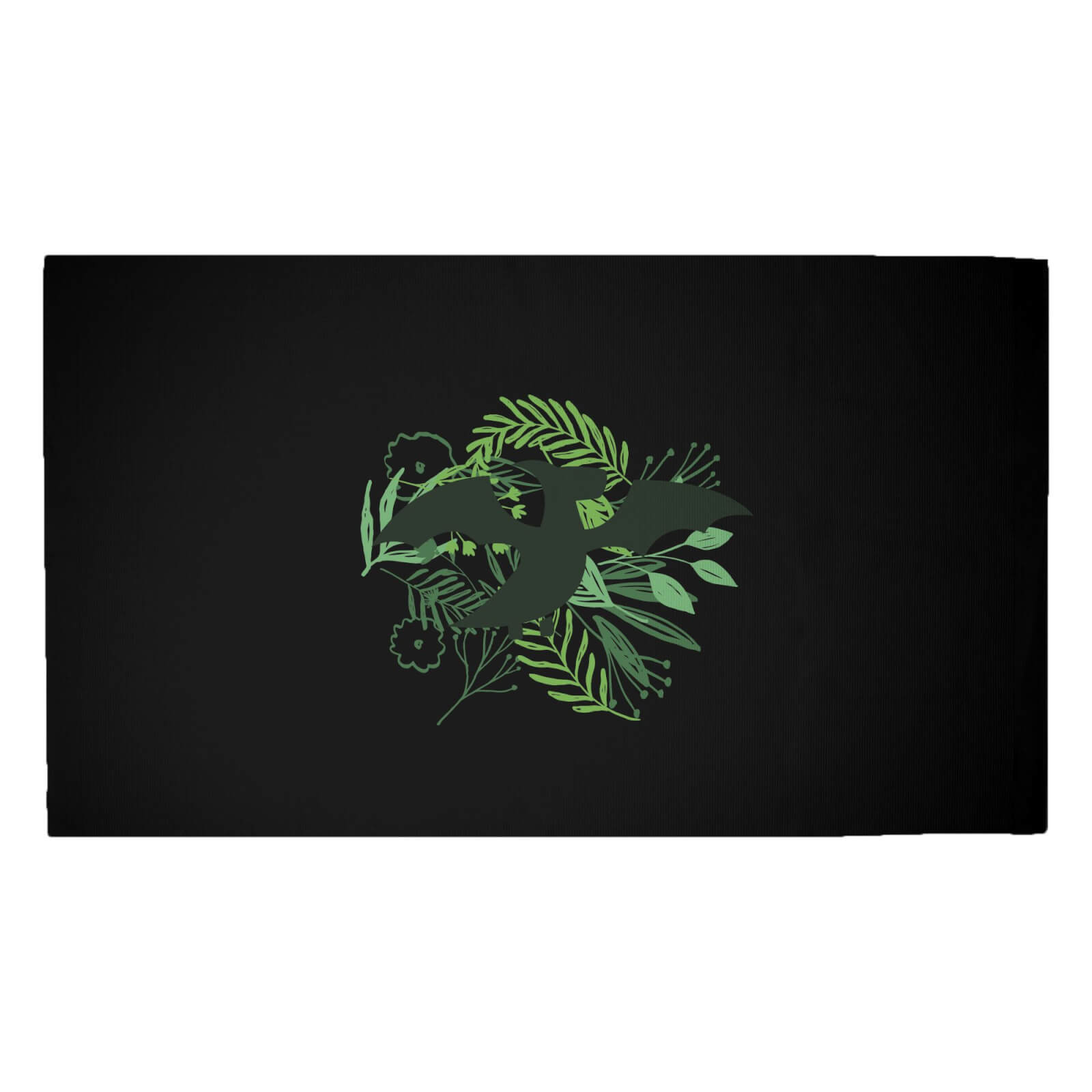 Pterodactyl Silhouette Foliage Woven Rug - Medium