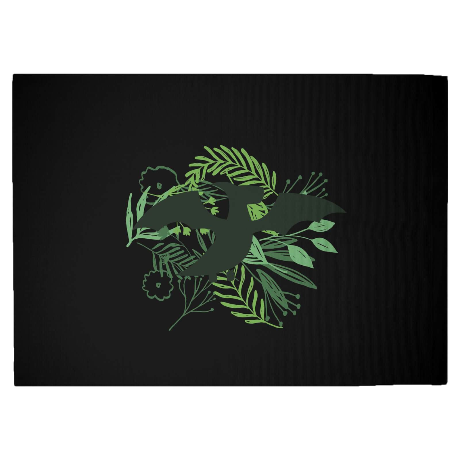 Pterodactyl Silhouette Foliage Woven Rug - Large