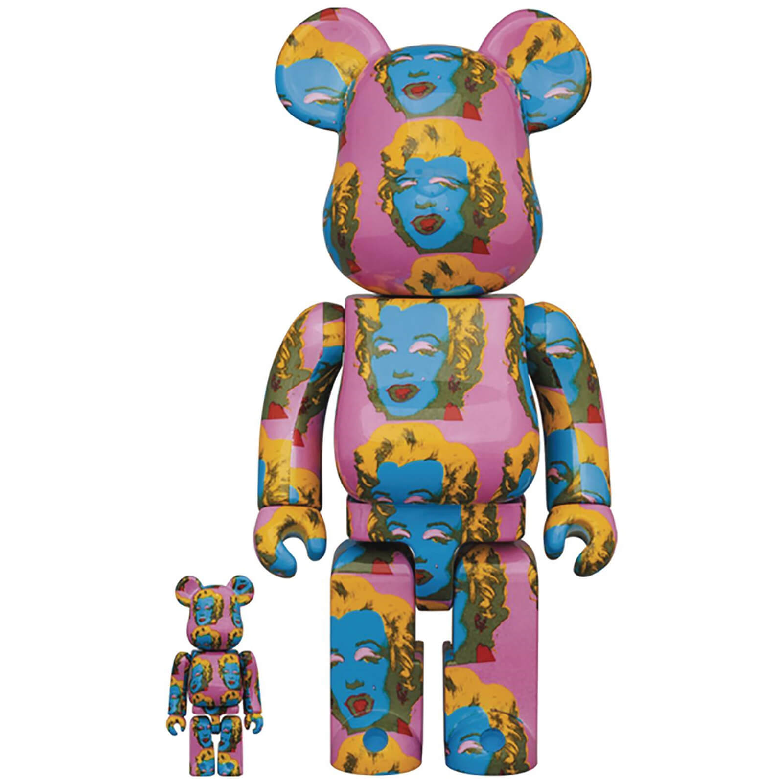 Pack doble 100 % y 400 % Be@rbrick estampado Marilyn Monroe de Andy Warhol Medicom