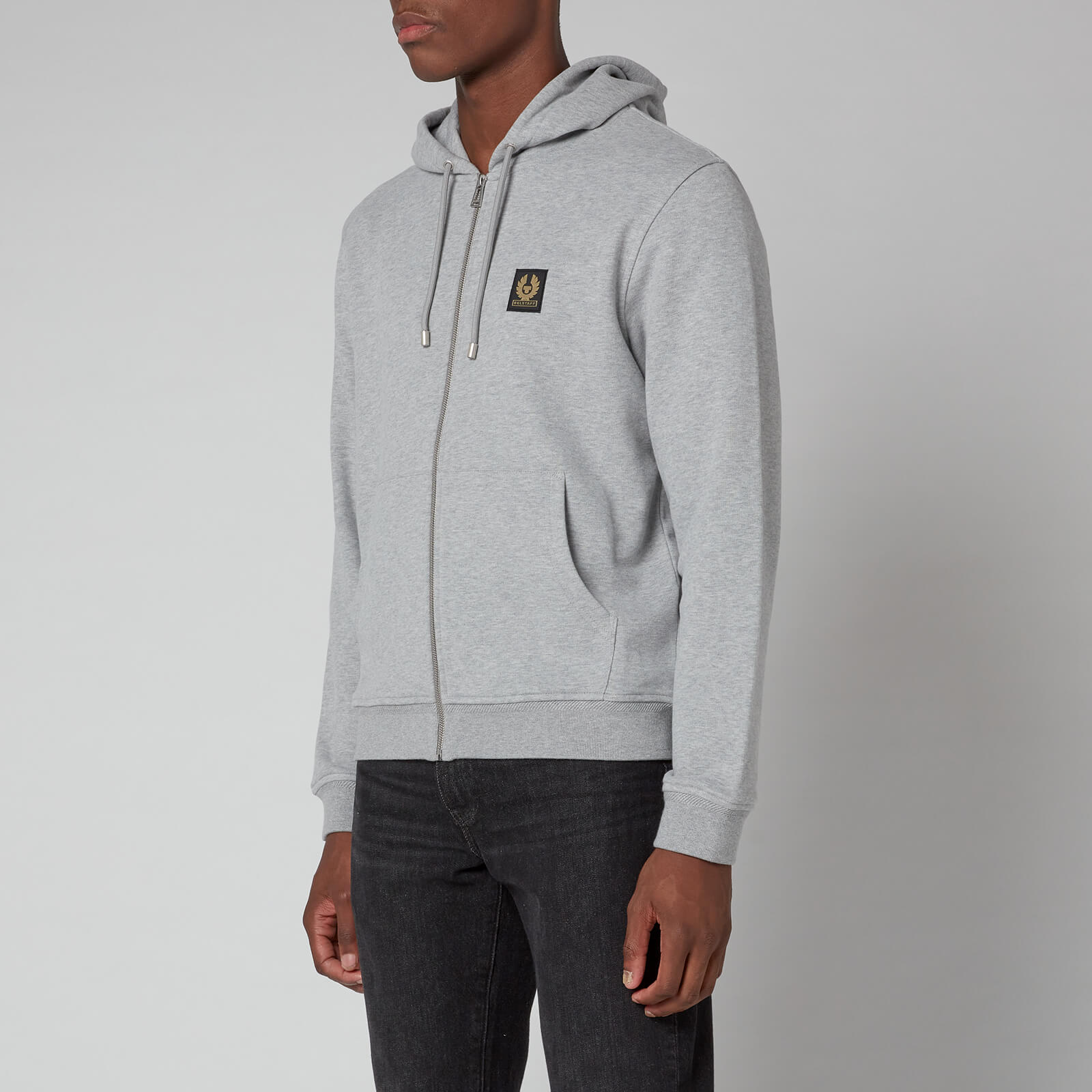 Belstaff Men's Patch Logo Zip-Through Hoodie - Grey Melange - S