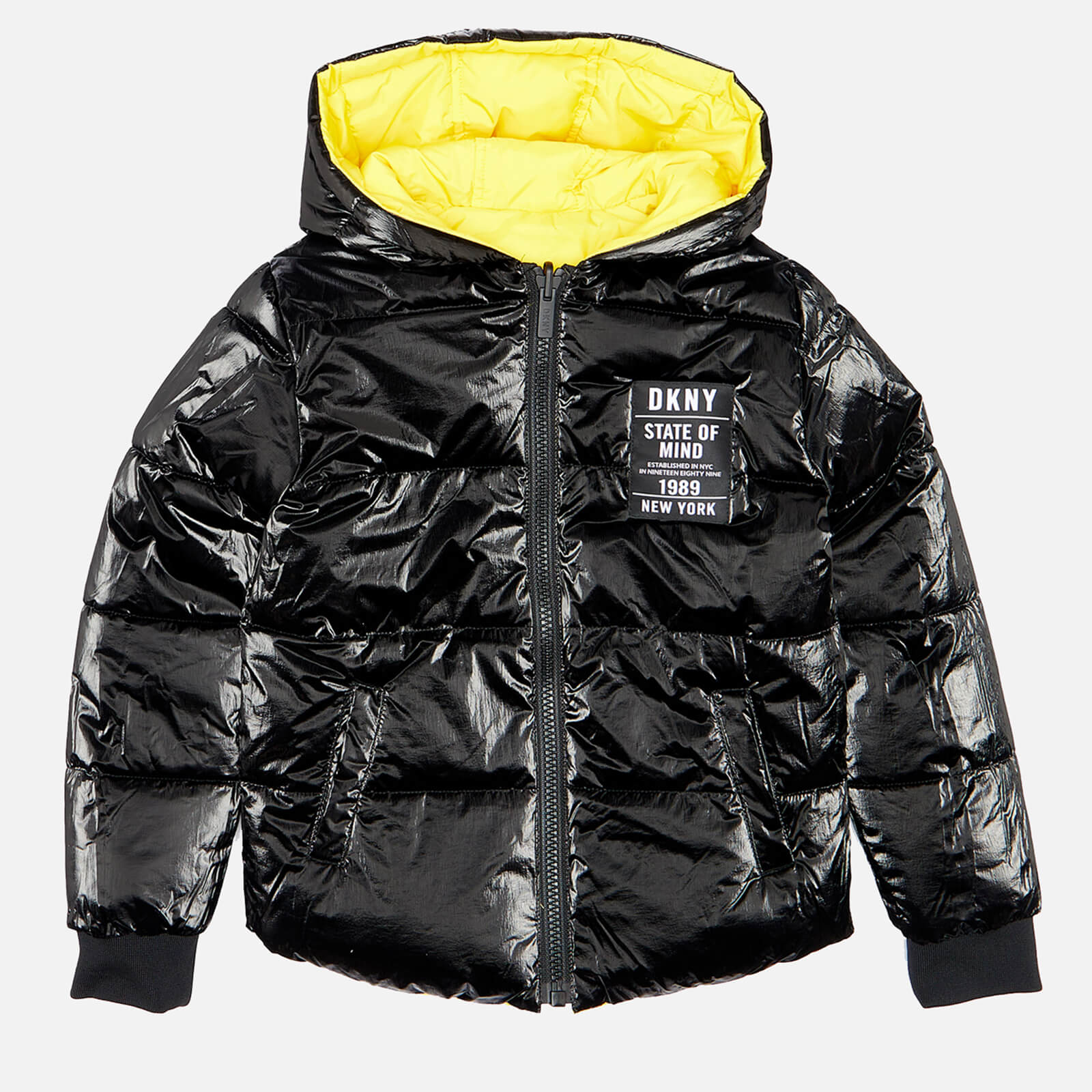 DKNY Girls' Reversible Puffer Jacket - Yellow - 12 Years