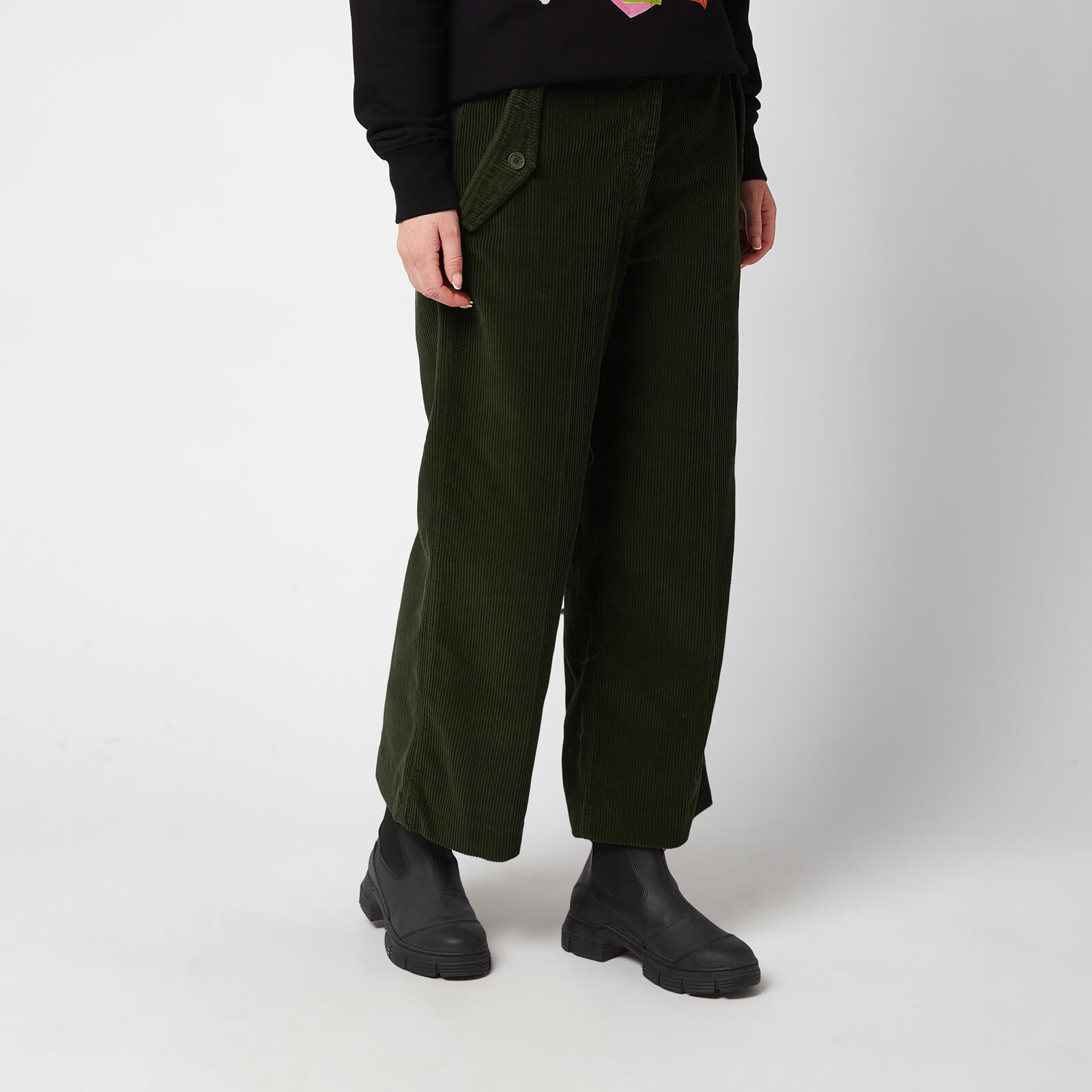 KENZO Women's Flared Corduroy Trousers - Dark Khaki - EU36/UK6