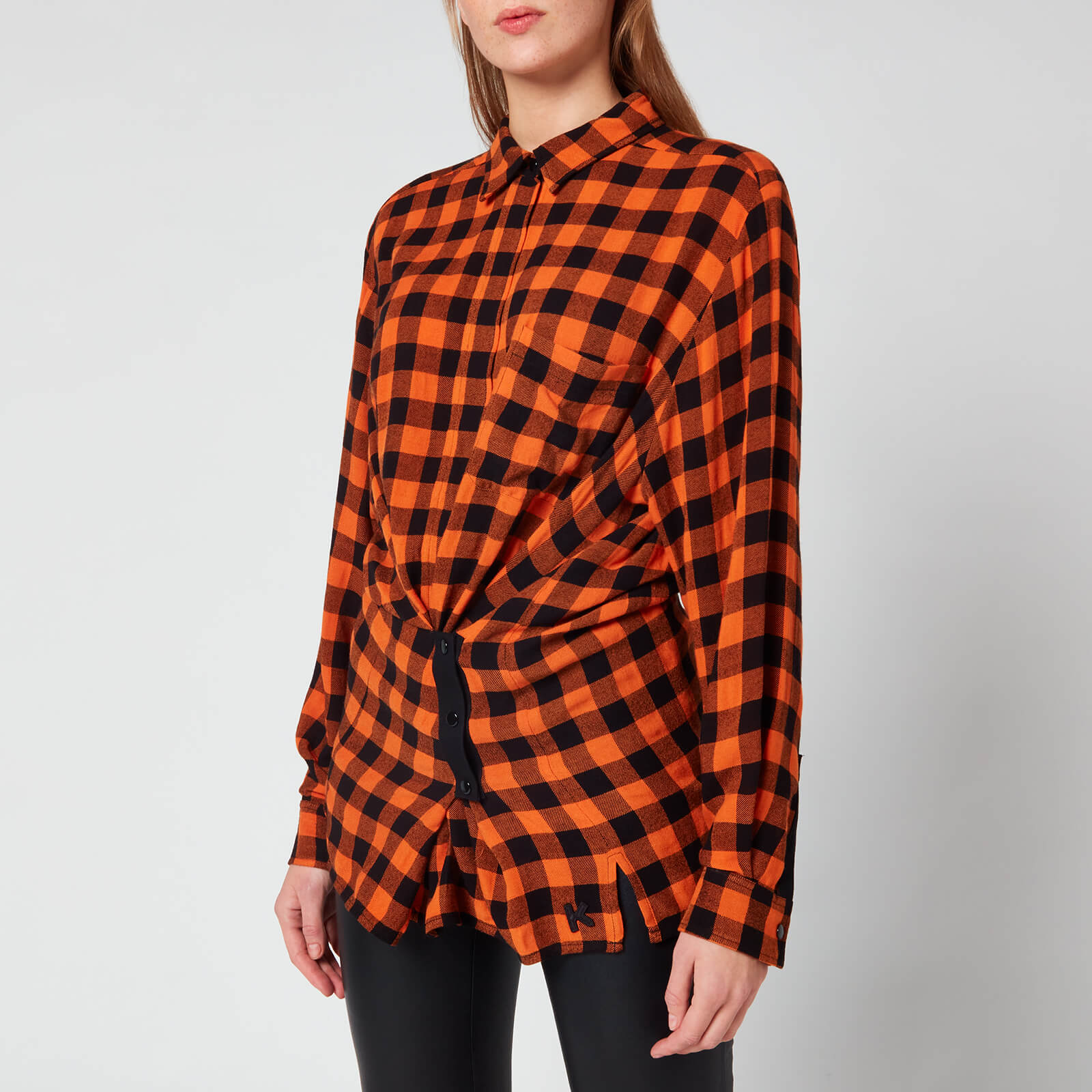KENZO Women's Shirt Long Sleeves Buttons - Medium Orange - EU36/UK6