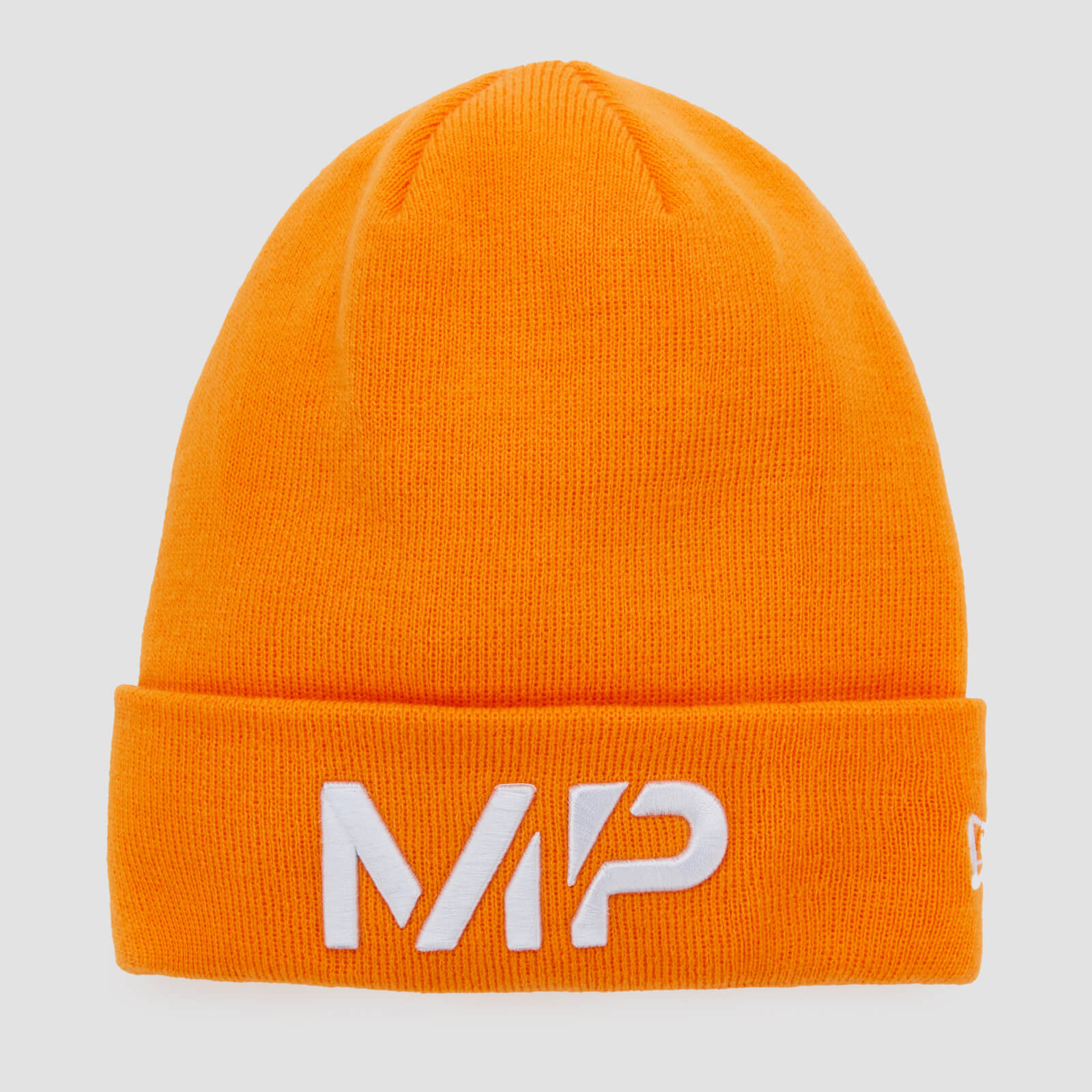 Bonnet tricoté à revers New Era MP – Orange/Blanc