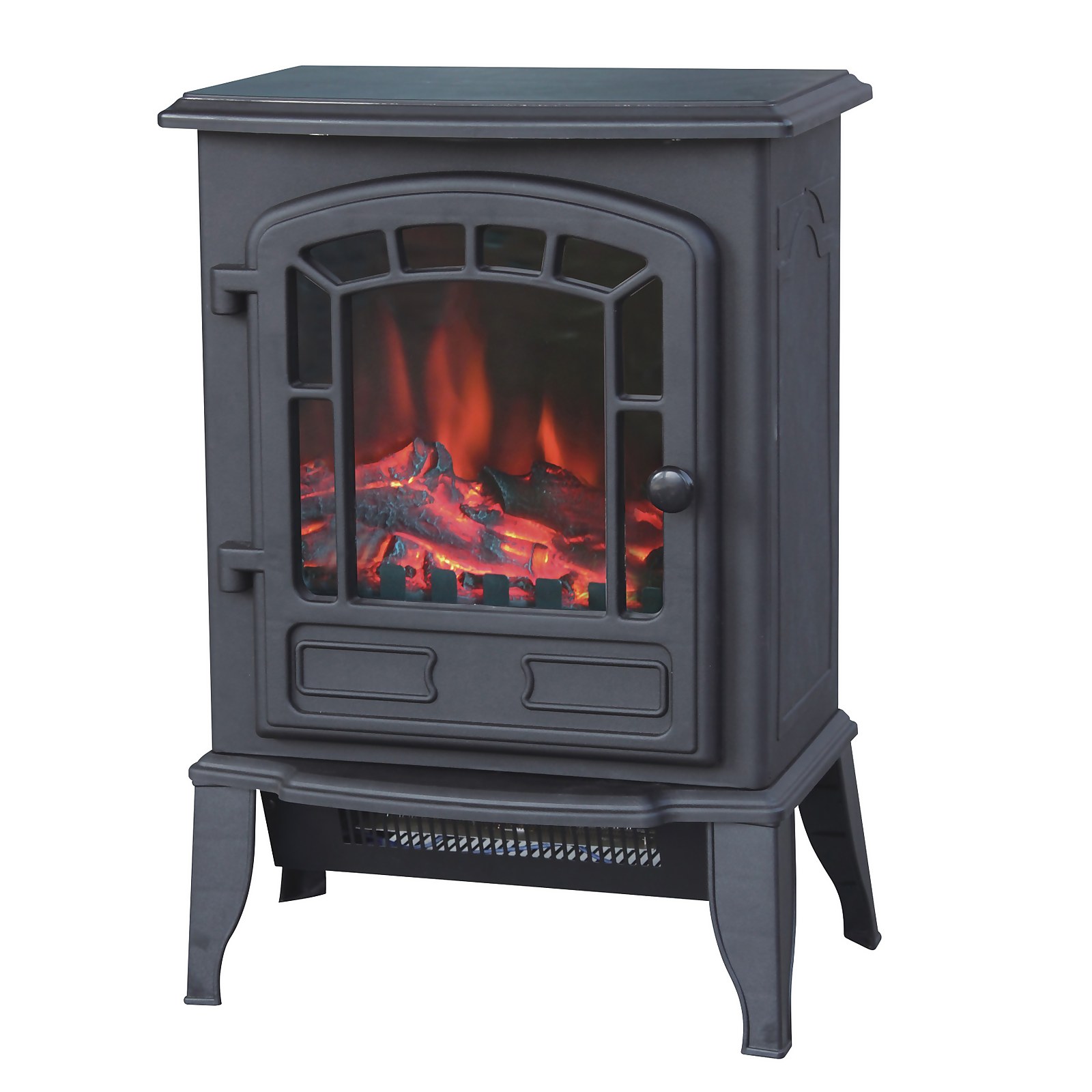 Stylec Freestanding Electric Stove with Realistic Flame Effect - Black