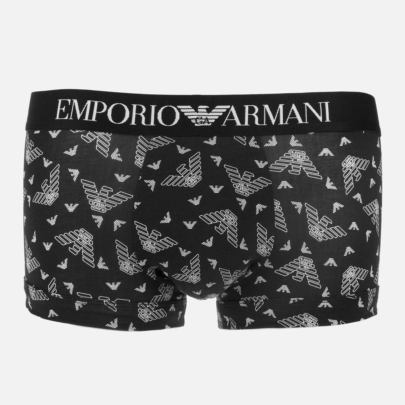 Emporio Armani Underwear Men's All Over Eagle Print Boxer Shorts - Black/White - S