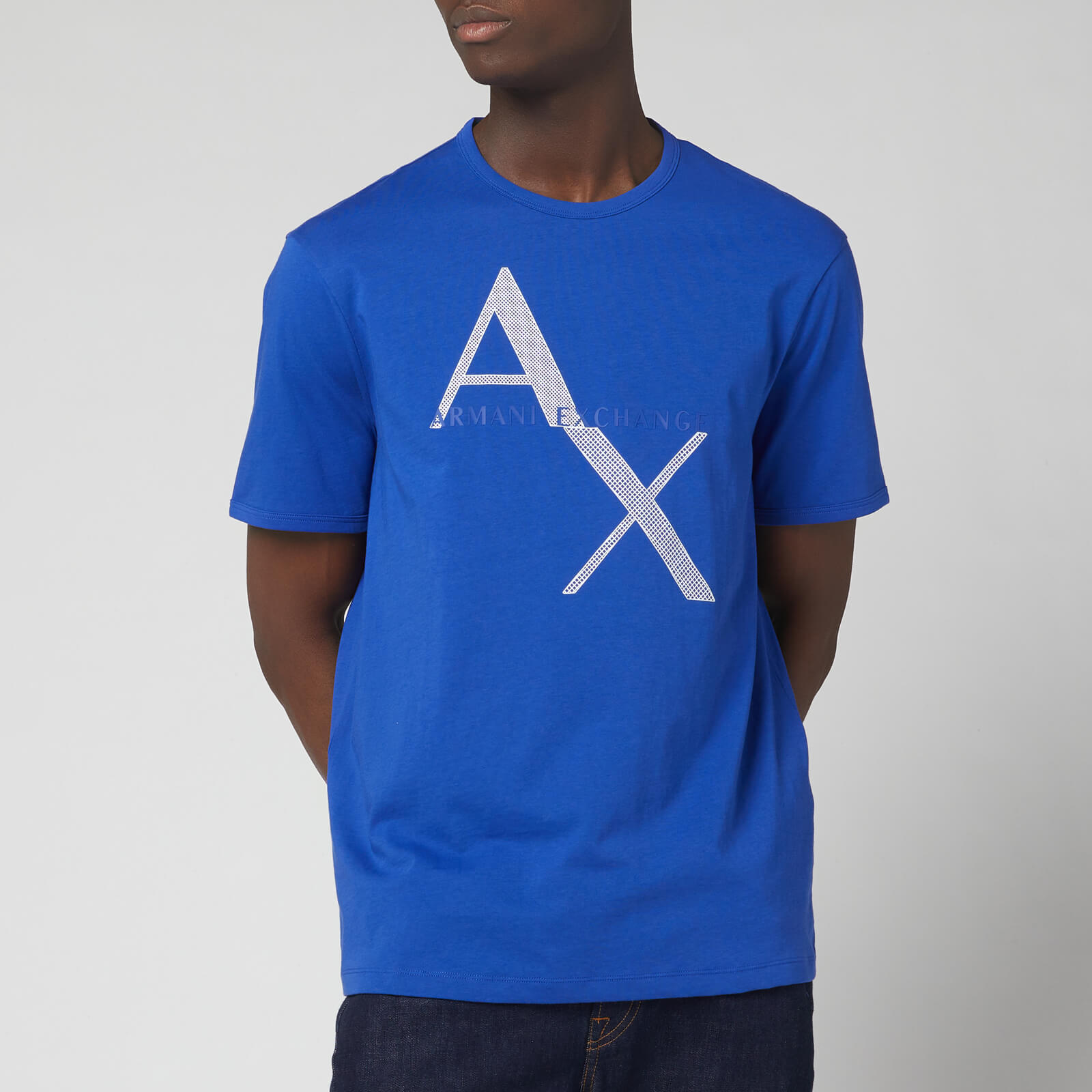 Armani Exchange Men's Large Ax Logo T-Shirt - Ultra Marine - S