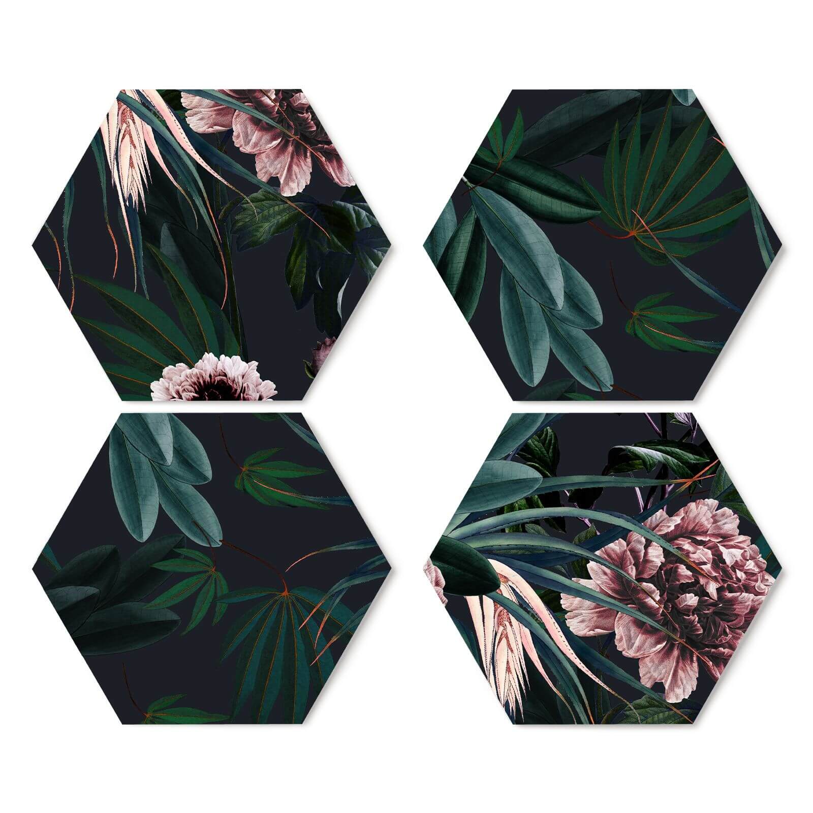 Vintage Floral Hexagonal Coaster Set