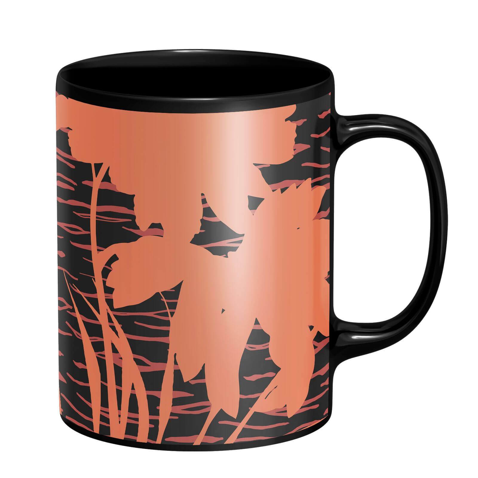 Floral & Animal Mug - Black