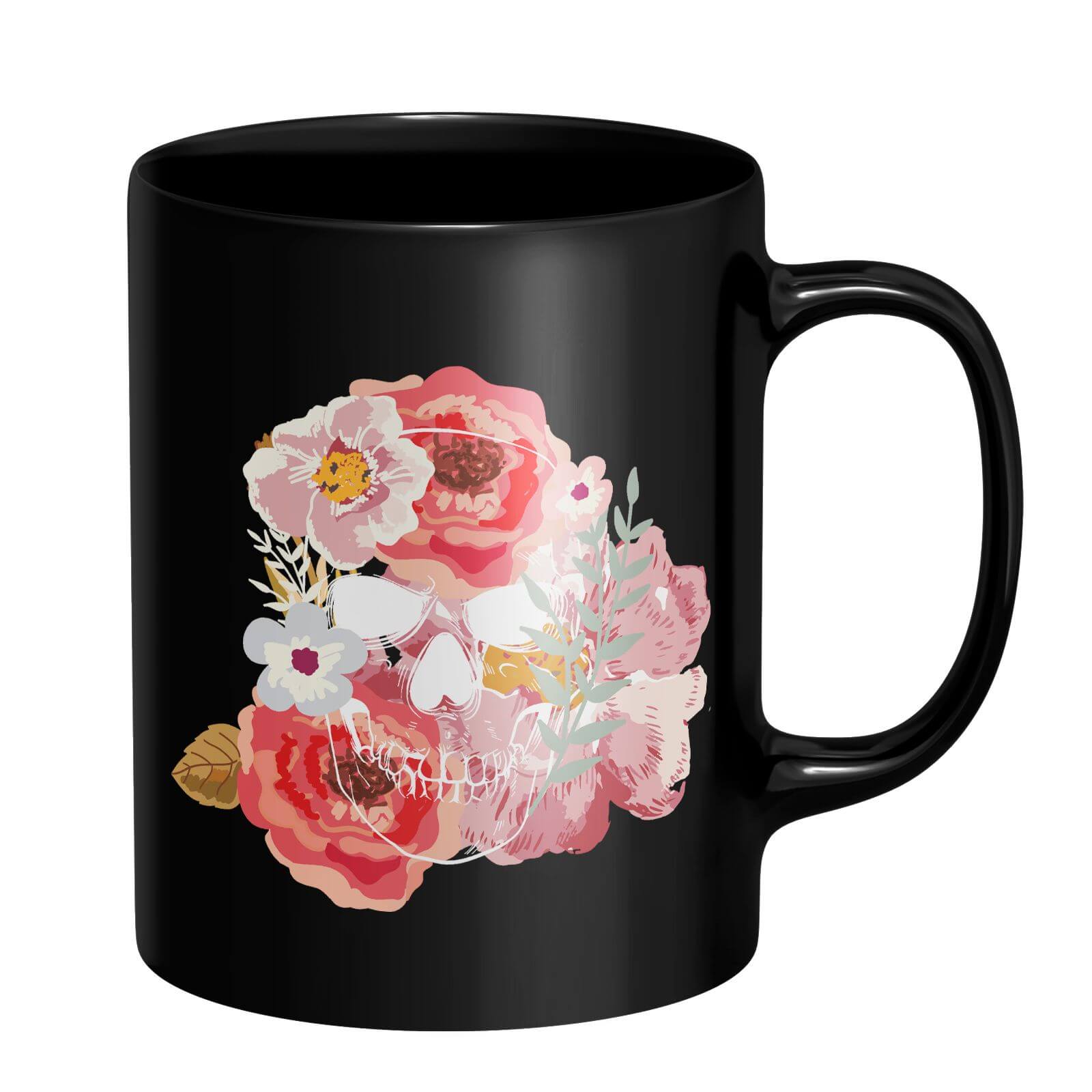 Flowers & Skull Mug - Black