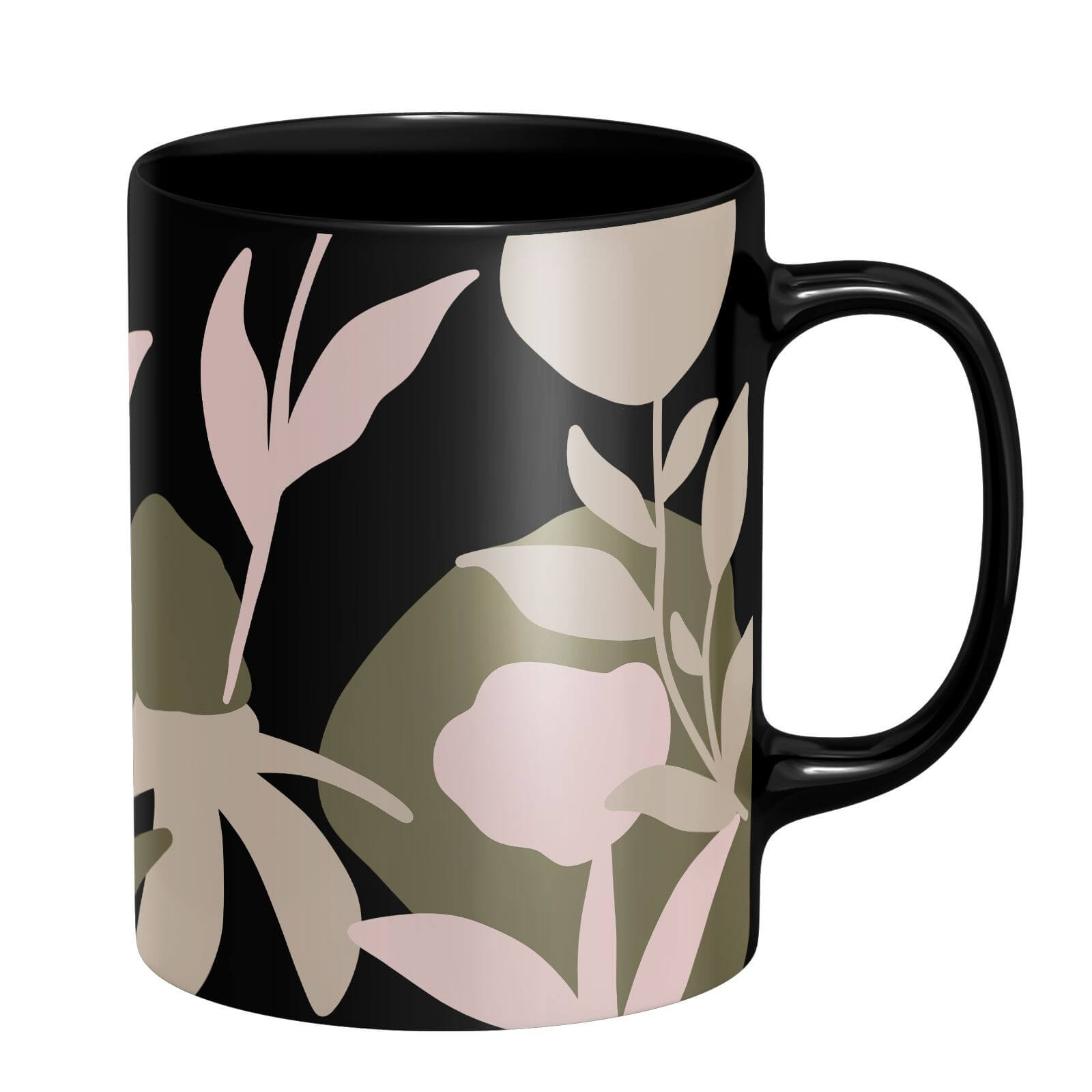 Abstract Natural Flower Mug - Black