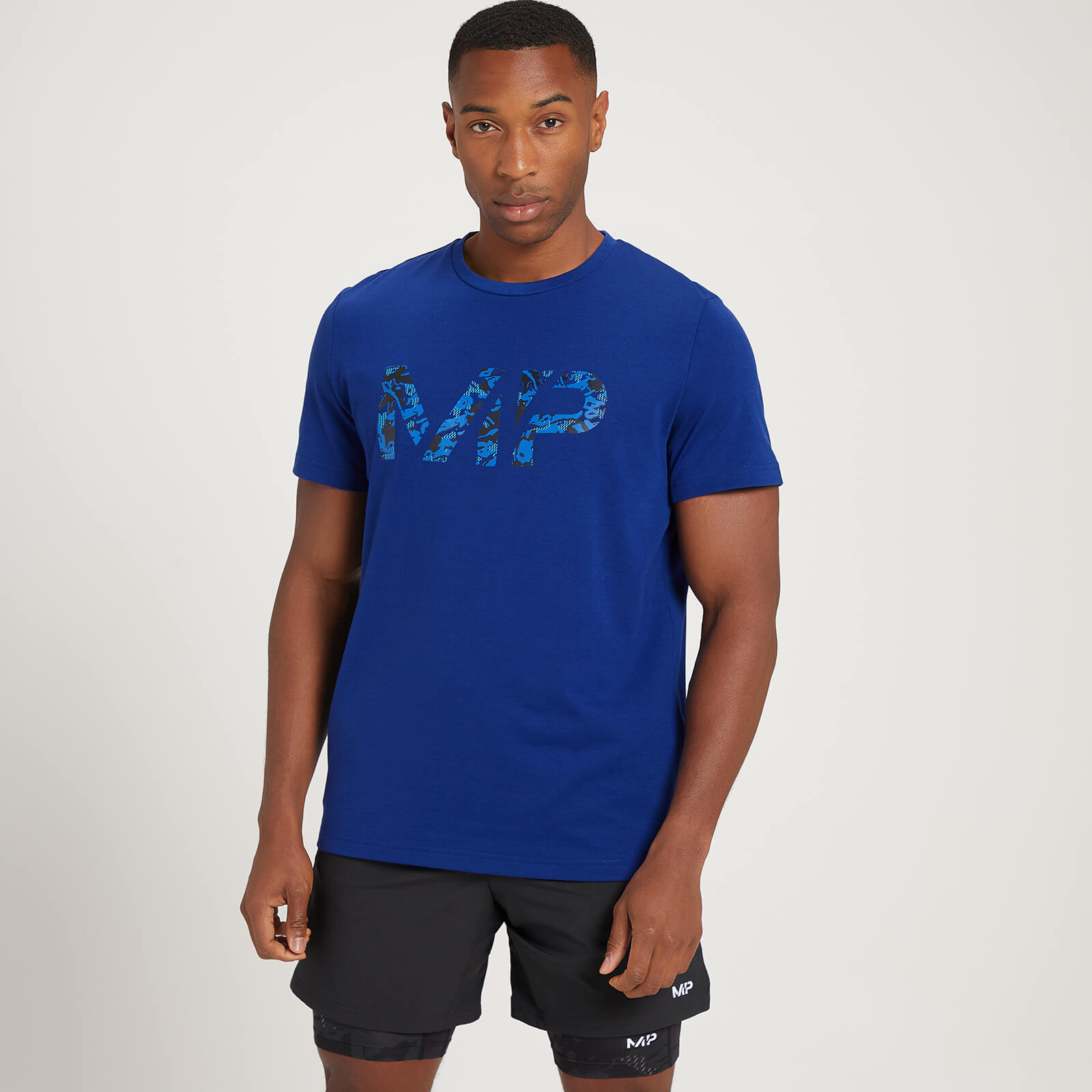 Camiseta de manga corta Adapt Drirelease con estampado de camuflaje para hombre de MP - Azul intenso - XS
