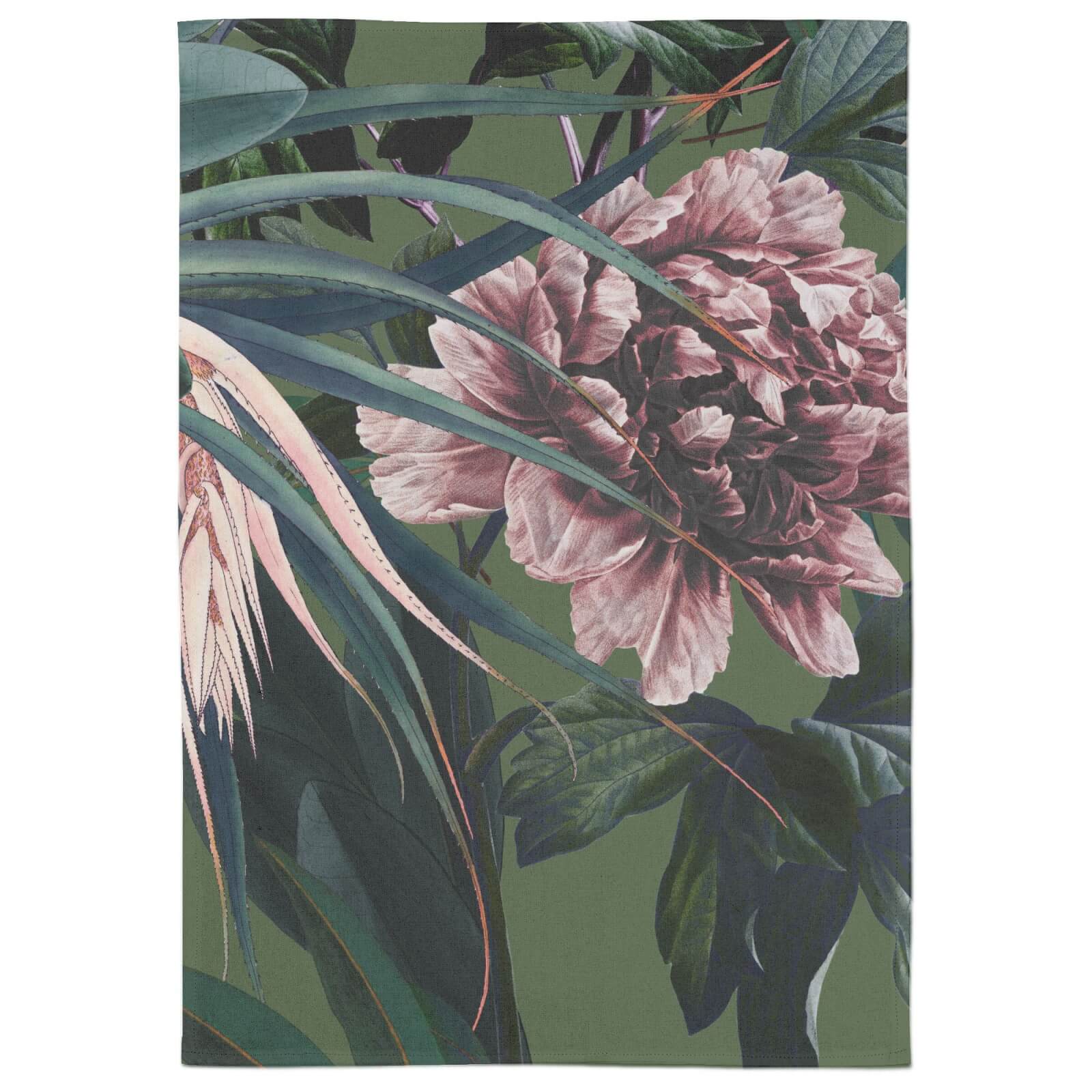 Realistic Blush Dark Floral Tea Towel