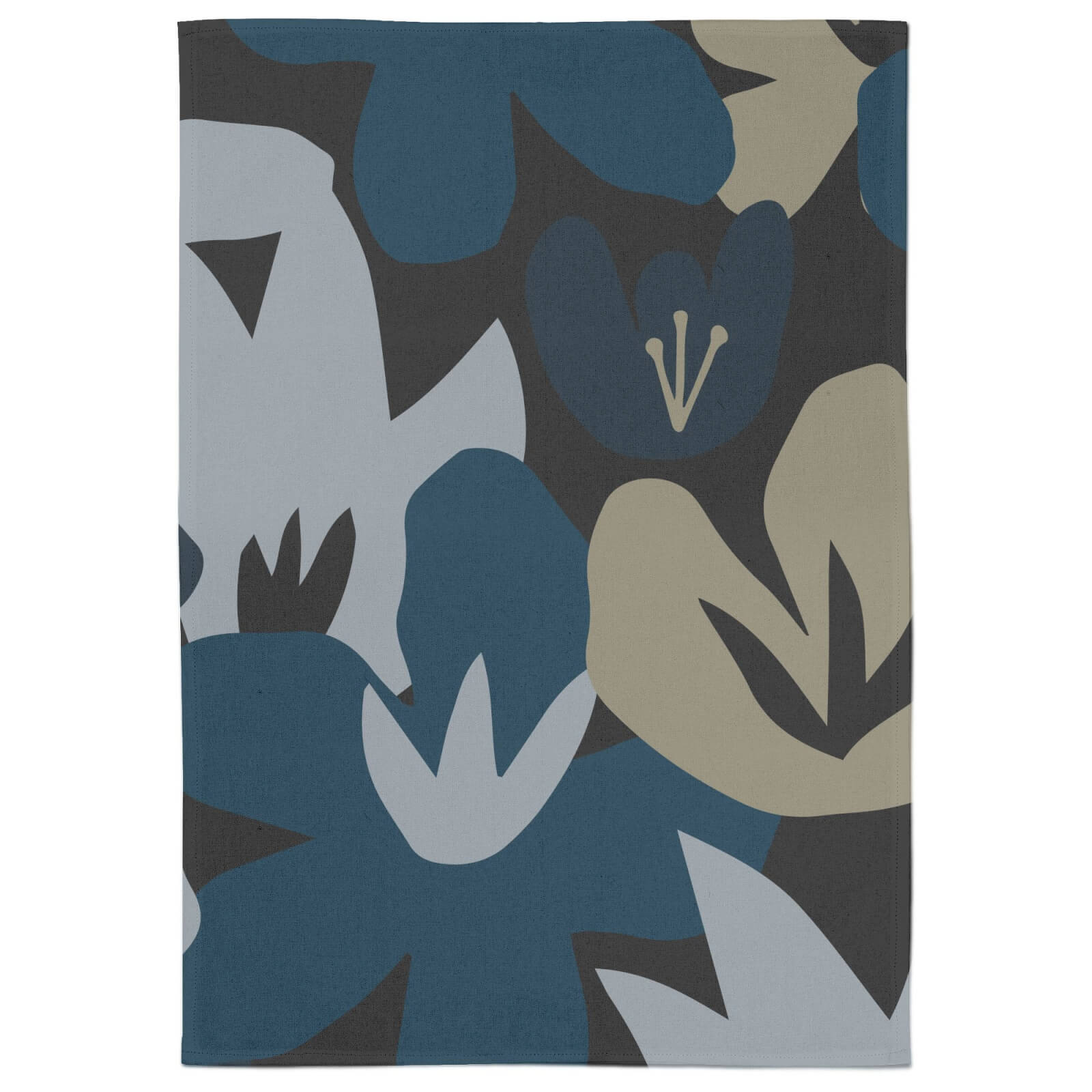 Abstract Navy Floral Tea Towel