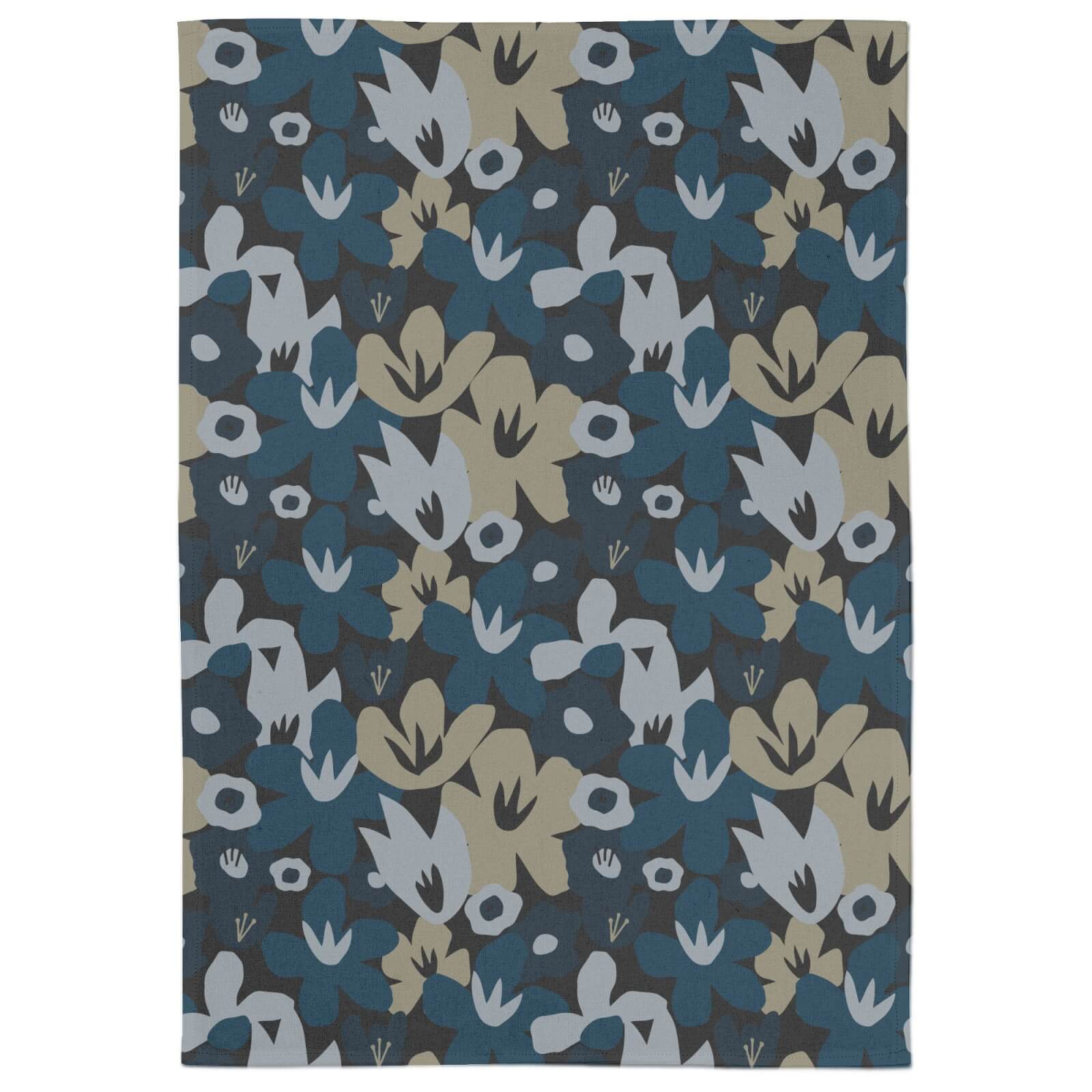 Abstract Small Navy Floral Tea Towel