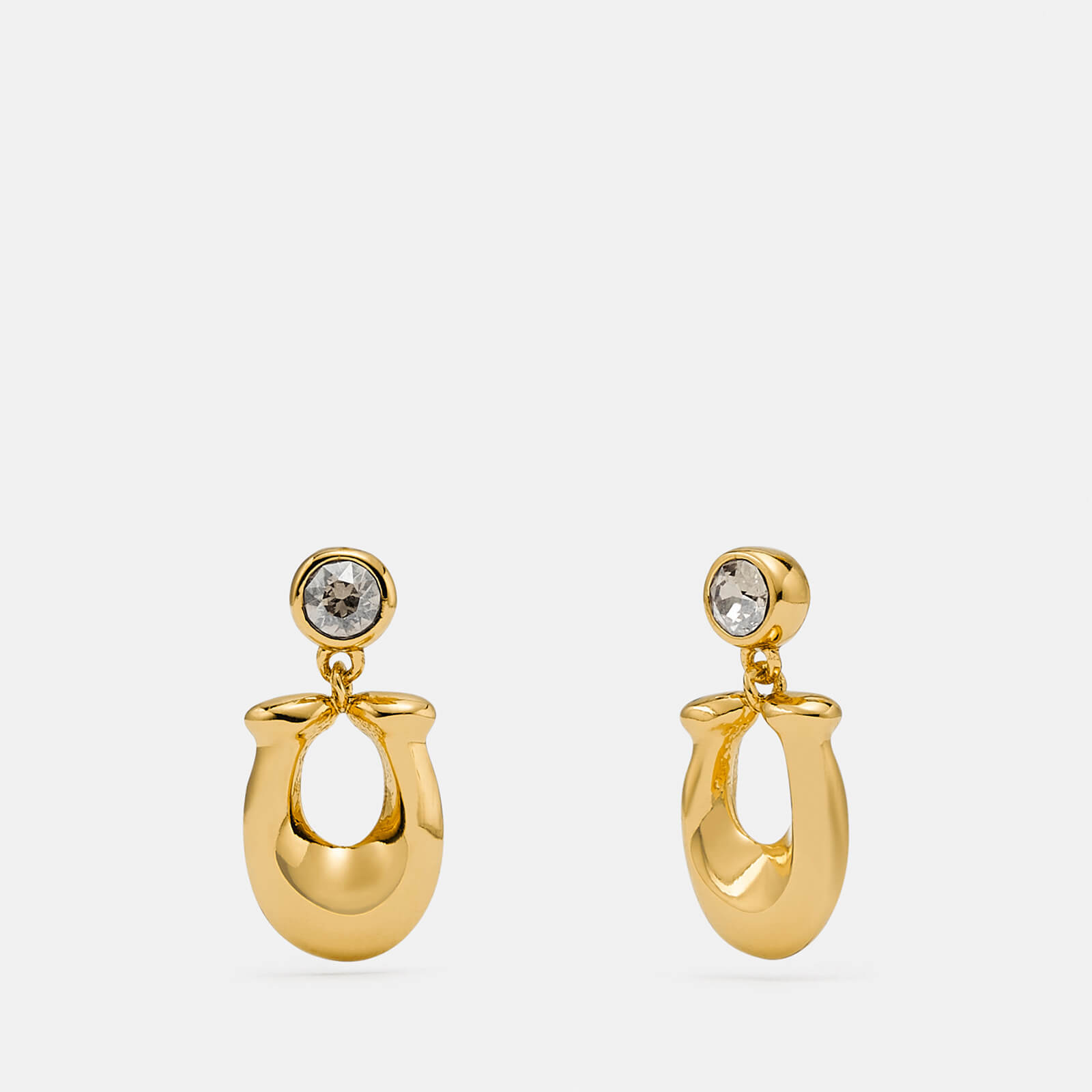 Coach Women's C Crystal Earrings - Gold/Clear