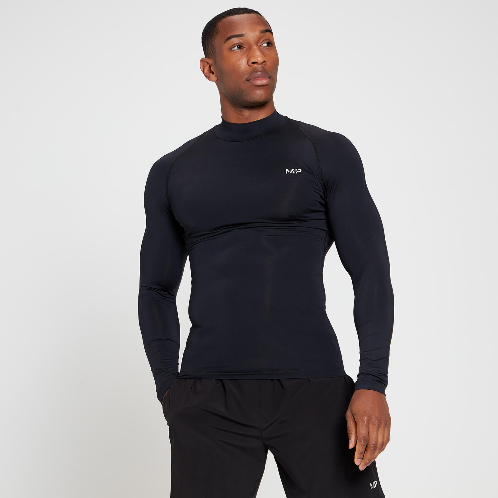 MP Men's Training Baselayer High Neck Long Sleeve Top - Black