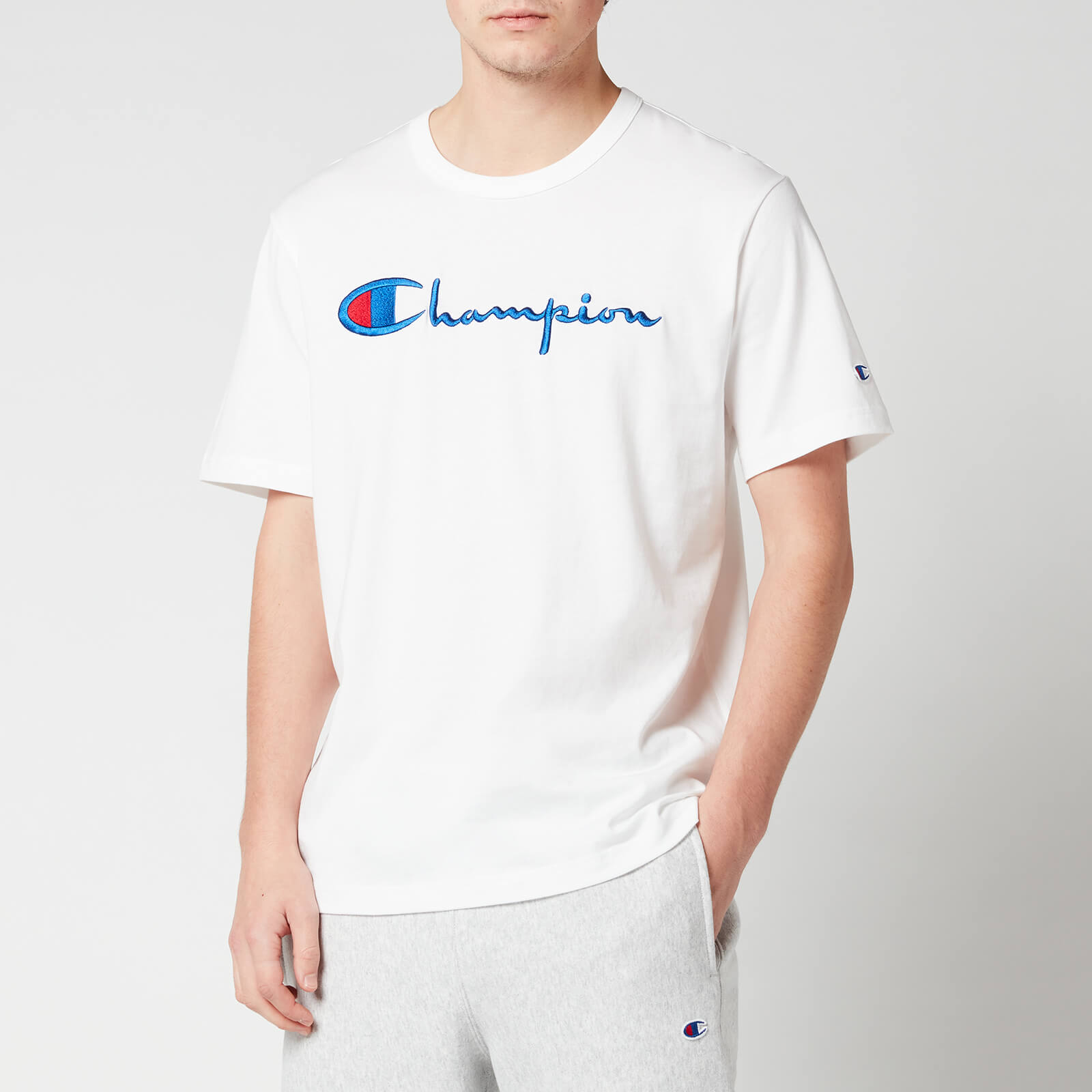 Champion Men's Chest Script Logo T-Shirt - White - S