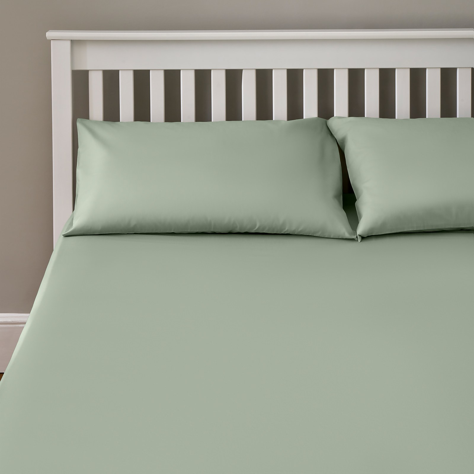Photo of The Willow Manor Easy Care Percale Double Fitted Sheet - Sage Green