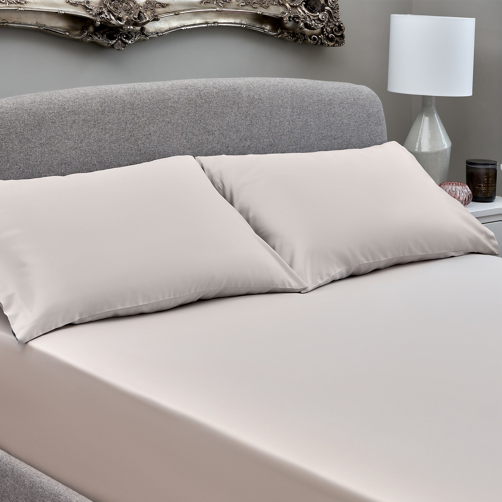 Photo of The Willow Manor Egyptian Cotton Sateen 300 Thread Count Double Fitted Sheet - Champagne