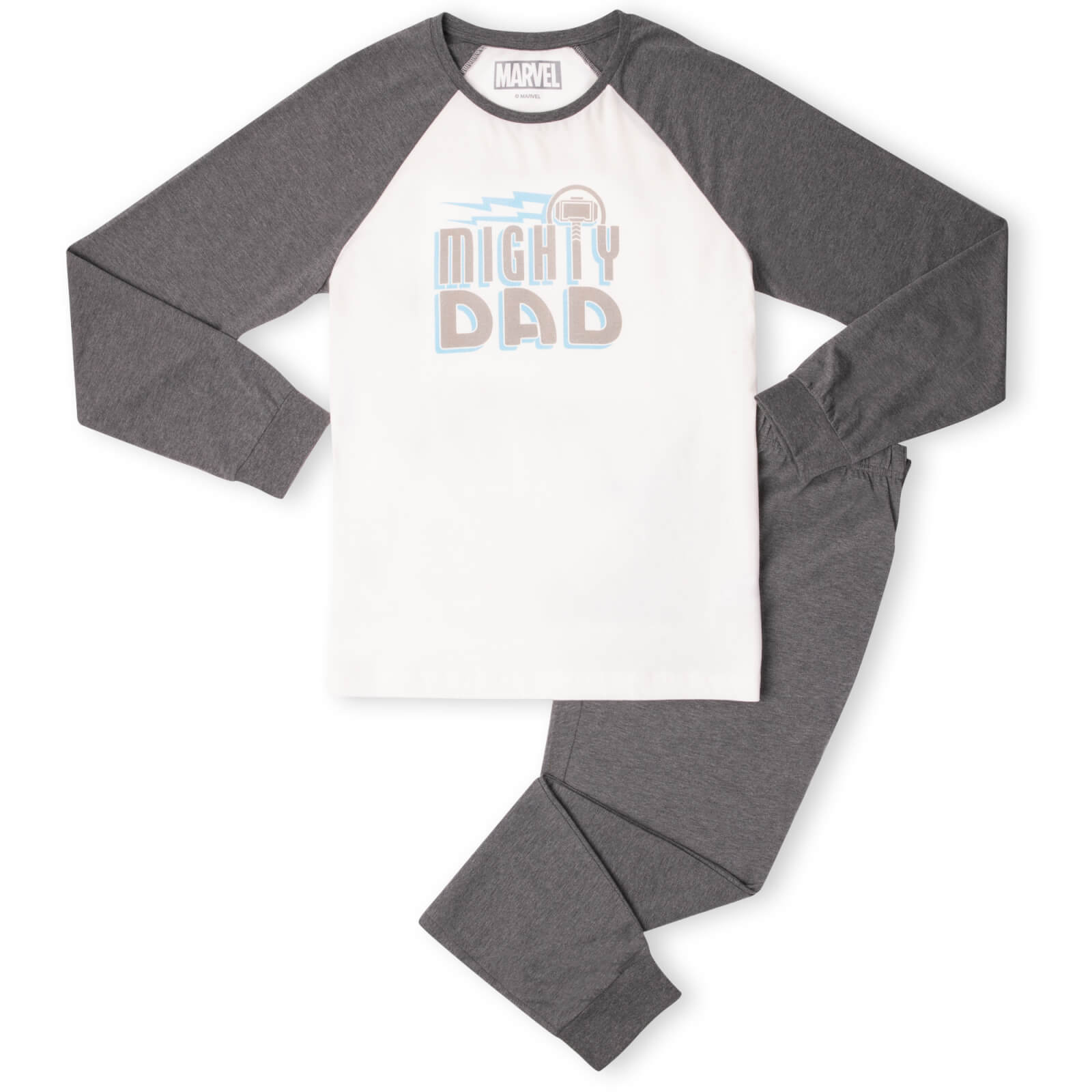 Mighty Dad Men's Pyjama Set - White/Grey - XL - White/Grey