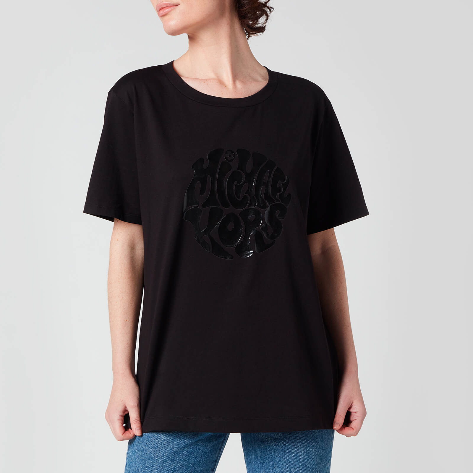 MICHAEL MICHAEL KORS Women's Unisex Mk 60S Logo T-Shirt - Black - XS