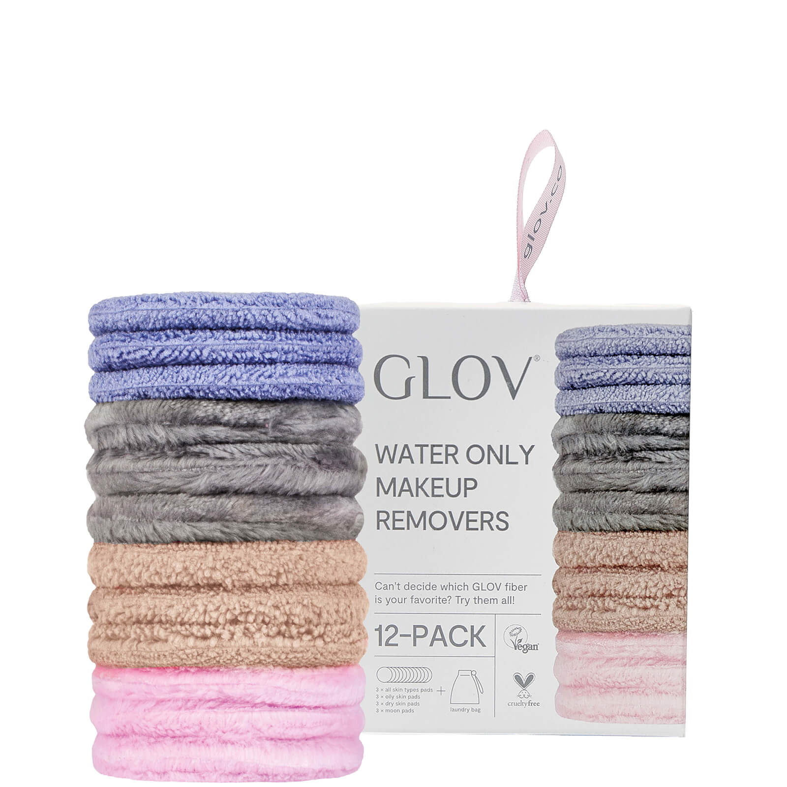 GLOV® Starter Reusable Cosmetic Pads Set with 4 Iconic GLOV® Fibers - Multi (Pack of 12)