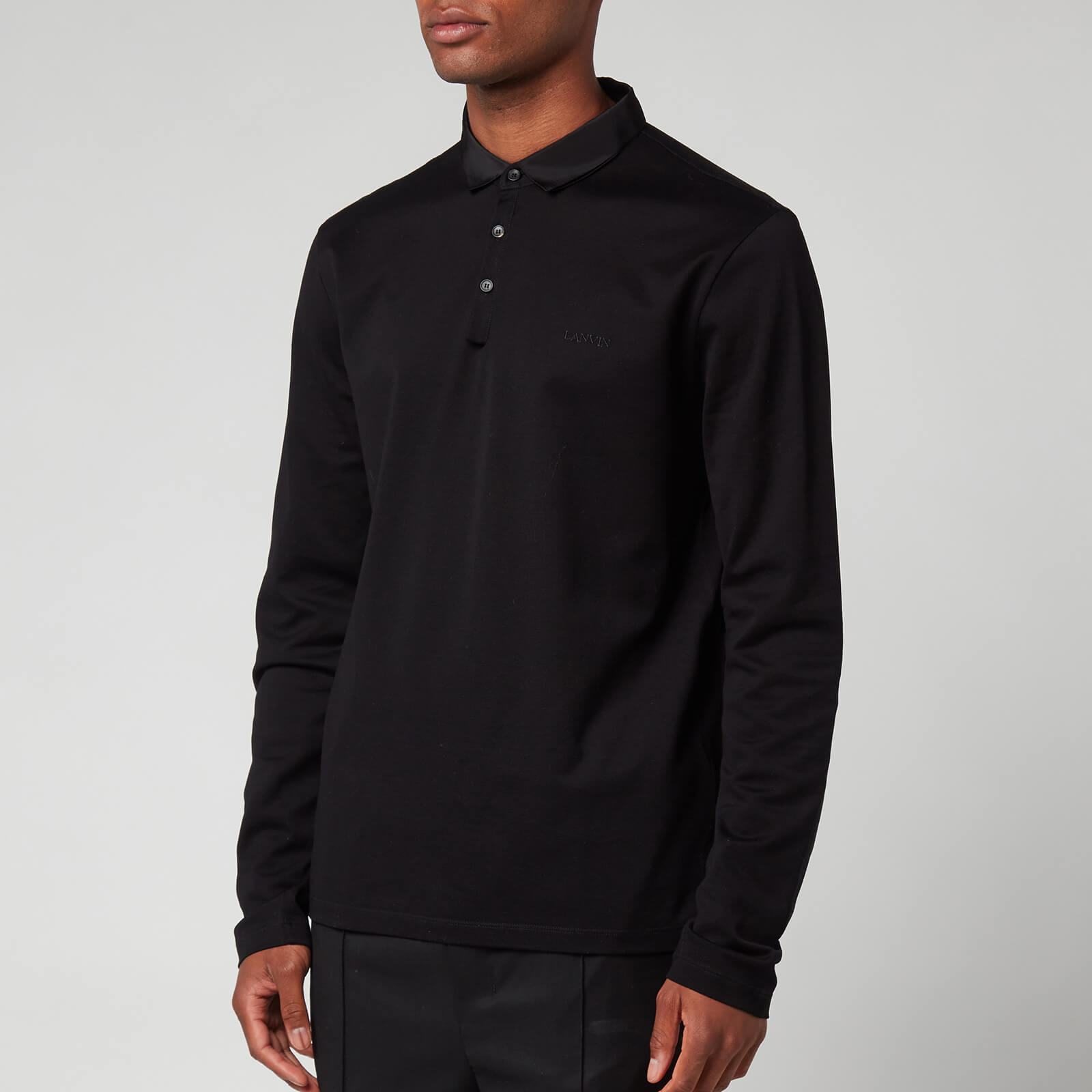 Lanvin Men's Classic Long Sleeve Polo Shirt - Black - M