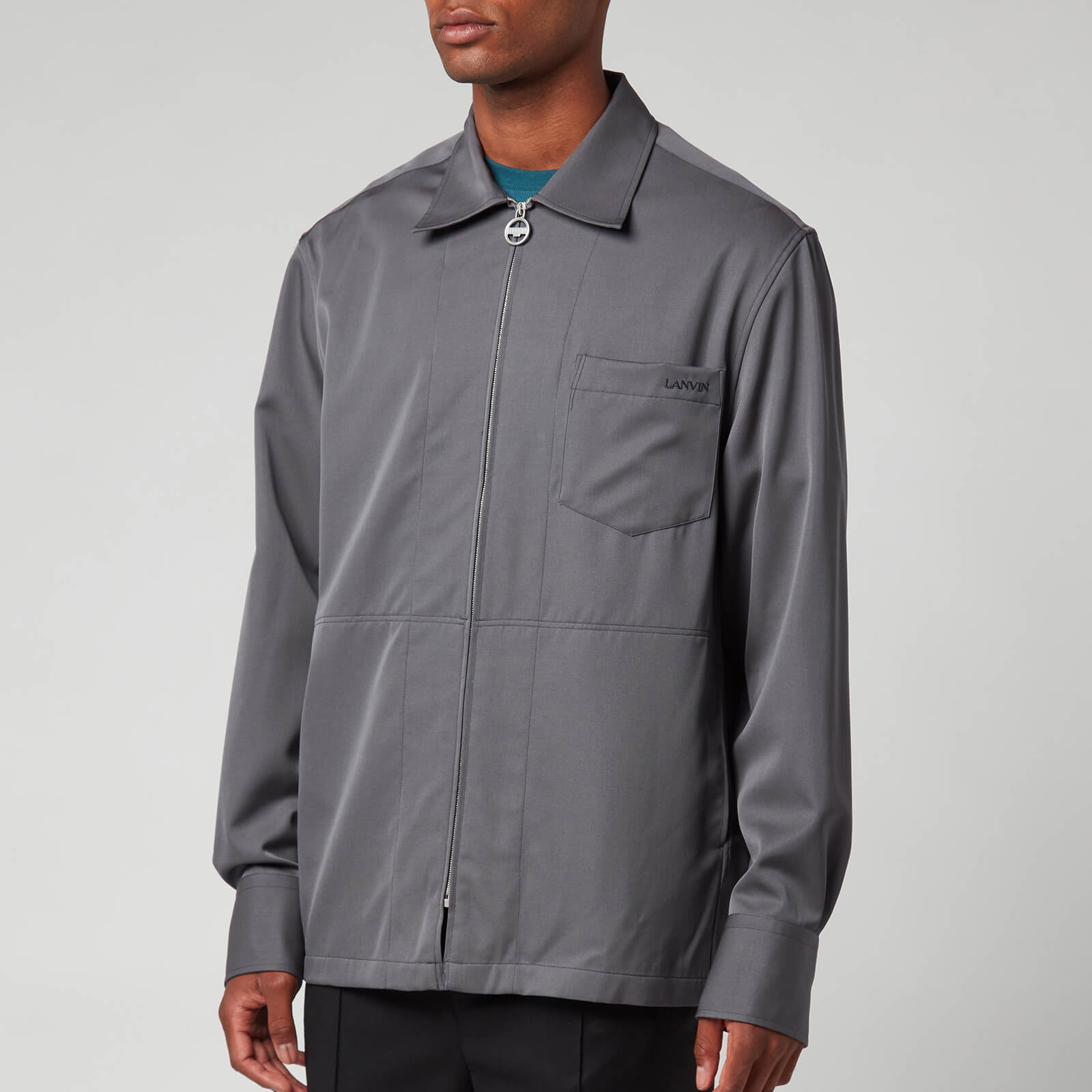 Lanvin Men's Zipped Shirt - Elephant Grey - 40/16inch