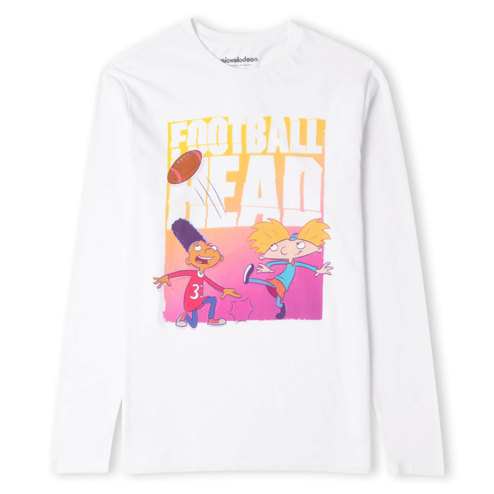Nickelodeon Hey Arnold Football Head Men's Long Sleeve T-Shirt - White - XS - White
