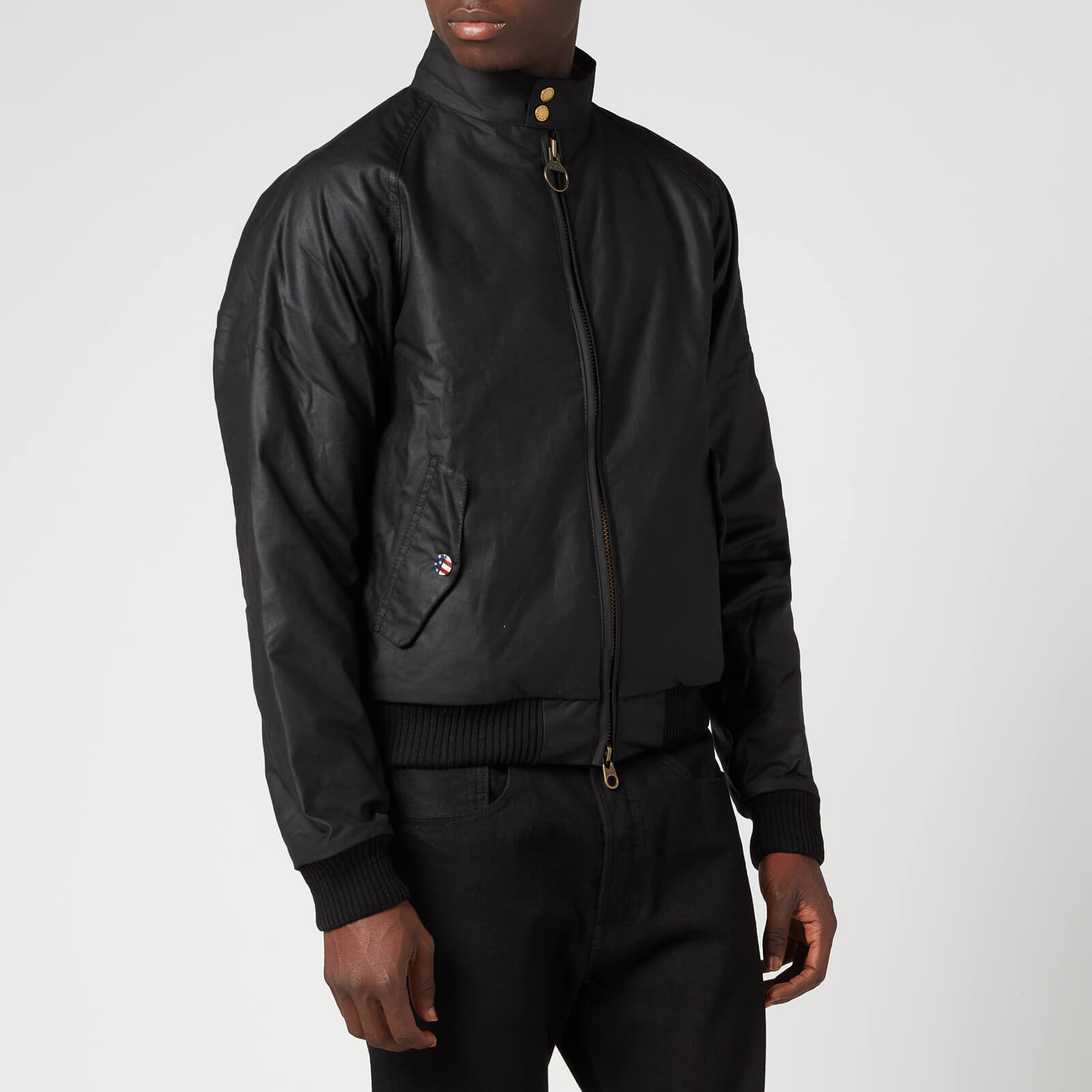barbour international x steve mcqueen men's merchant wax jacket - black - m