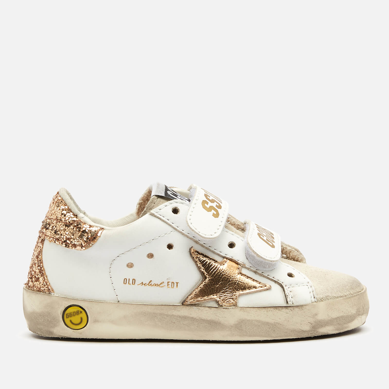 Golden Goose Toddlers' Suede Toe and Leather Old School Trainers - White/Ice/Gold - UK 5 Toddler