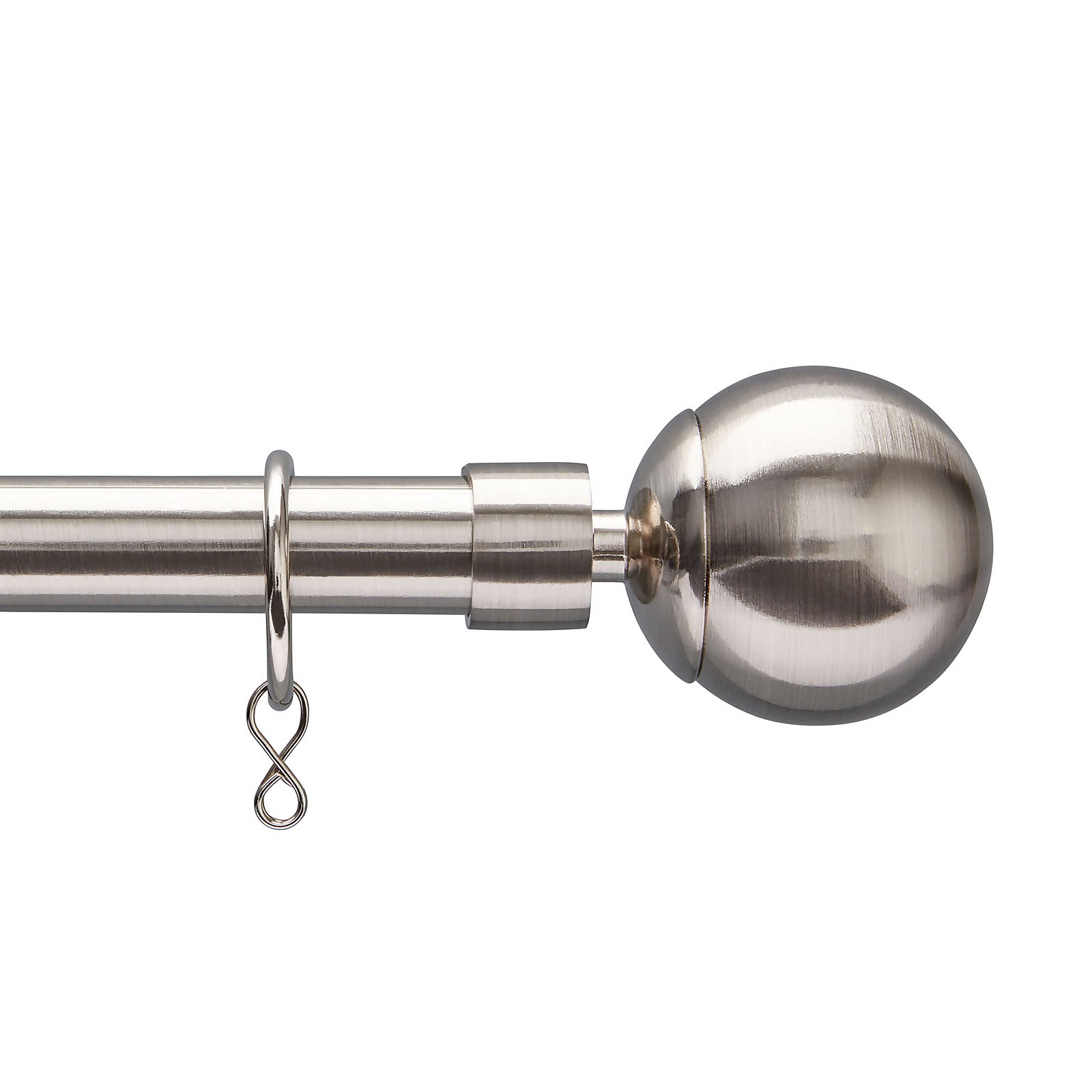 Photo of Extendable Ball Finial Curtain Pole - Satin Steel - 1.2-2.1m -16/19mm-