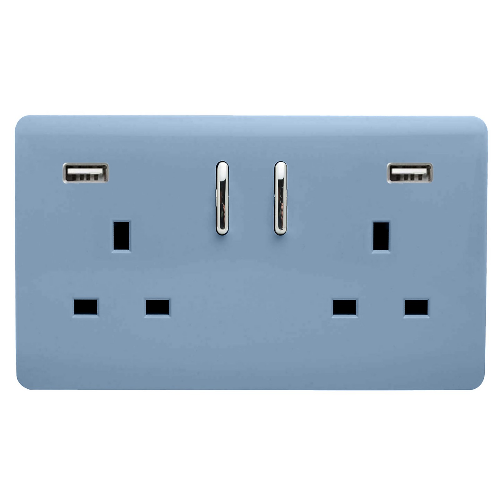 Photo of Trendi Switch 2 Gang 13amp Double Socket And 2 Usb Ports - Sky