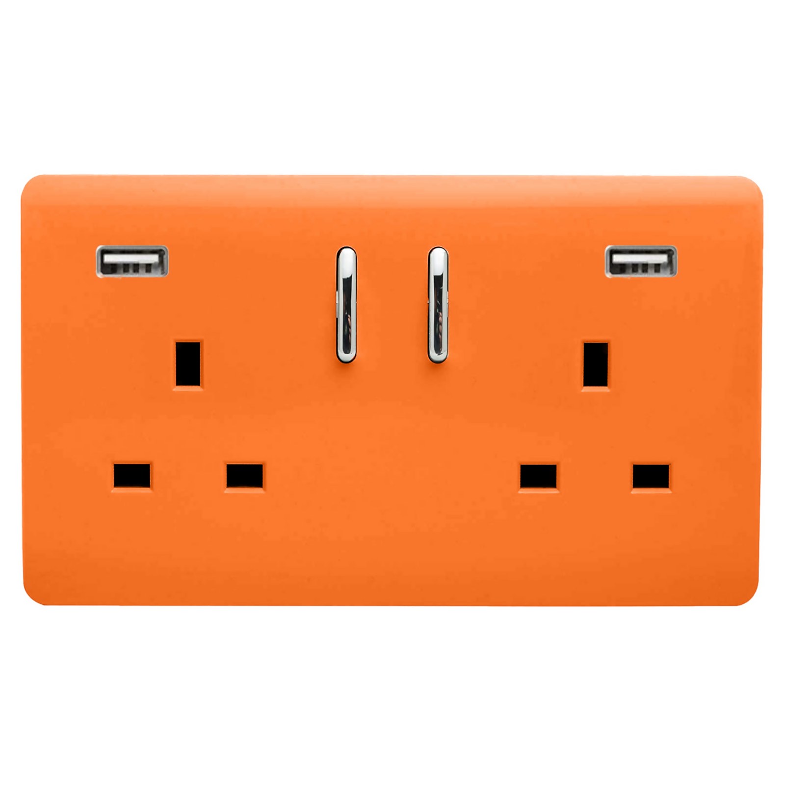 Photo of Trendi Switch 2 Gang 13amp Double Socket And 2 Usb Ports - Orange