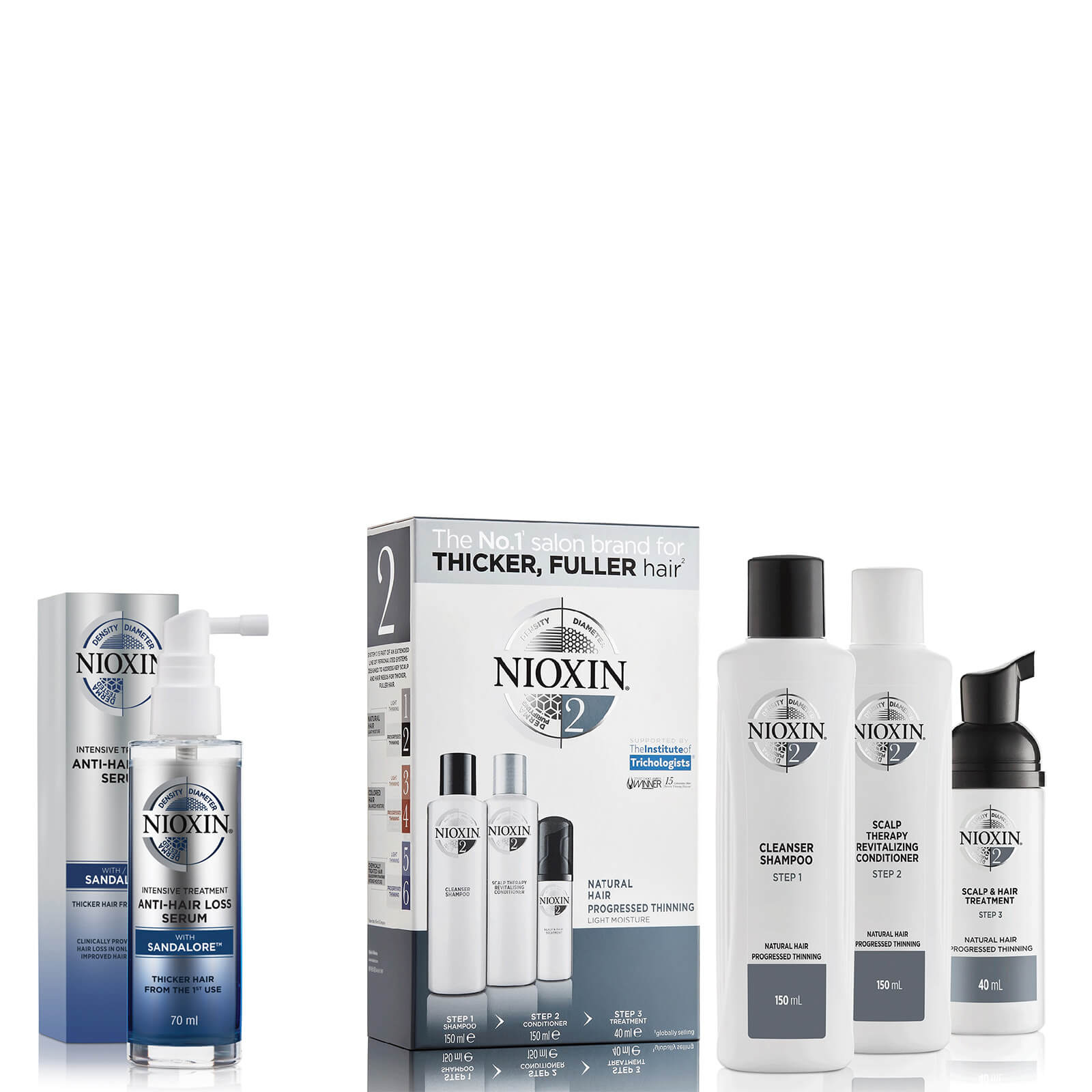 NIOXIN 3-Part System 2 Trial Kit for Natural Hair with Progressed Thinning Kit