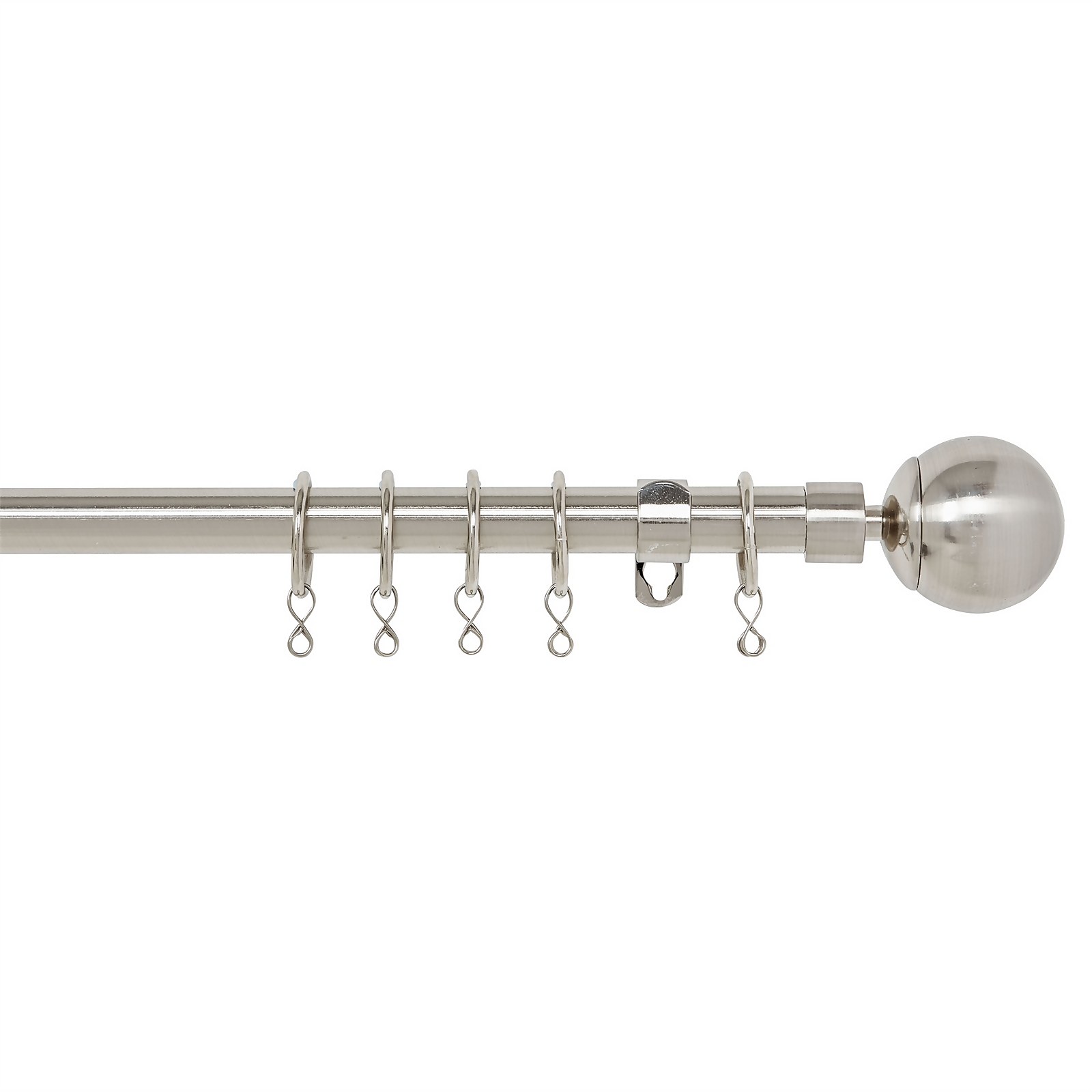 Photo of Extendable Ball Finial Curtain Pole - Satin Steel - 1.7-3m -16/19mm-