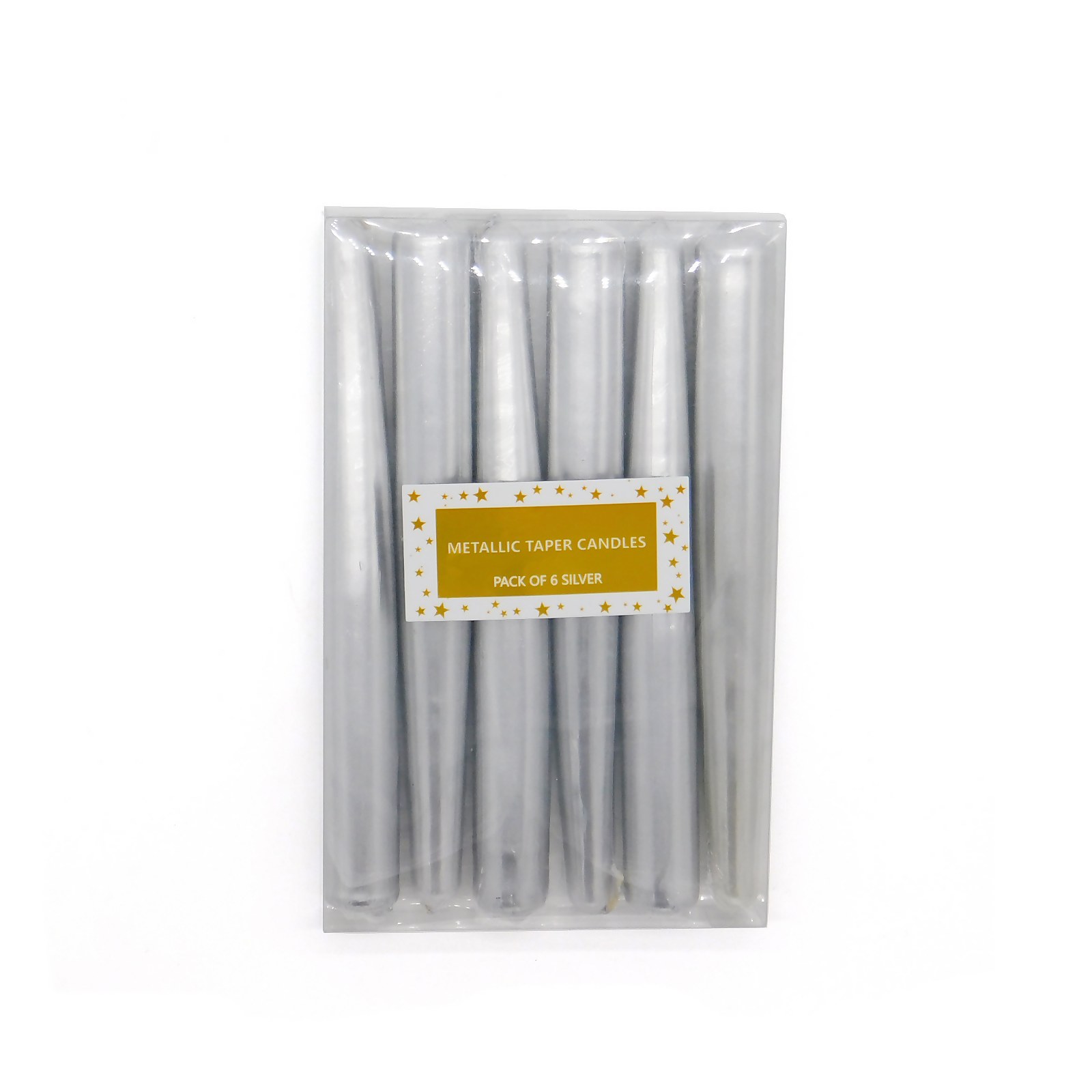Photo of Silver Metallic Taper Candles - 6 Pack