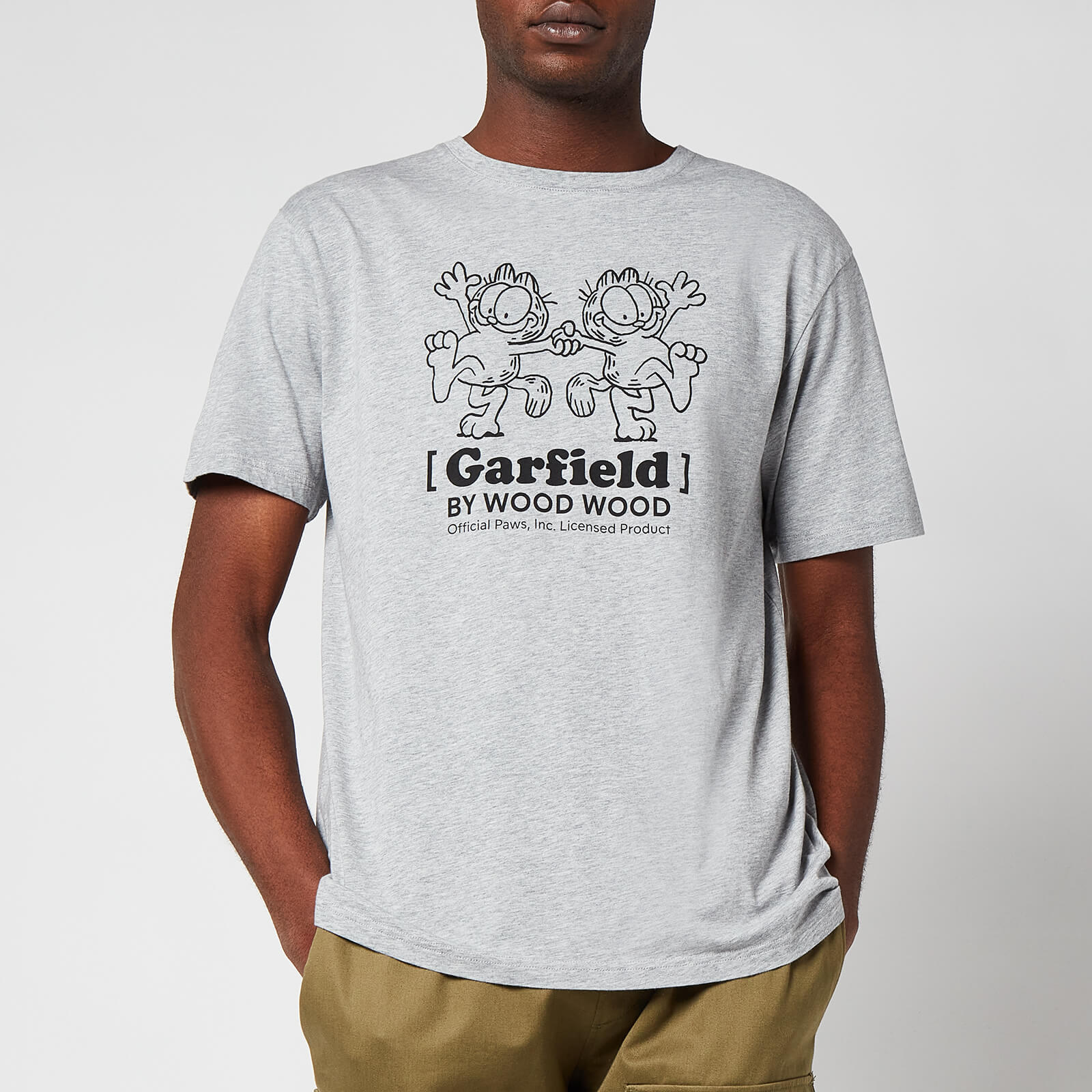 Wood Wood X Garfield Men's Ace Double Trouble Logo T-Shirt - Grey Melange - S