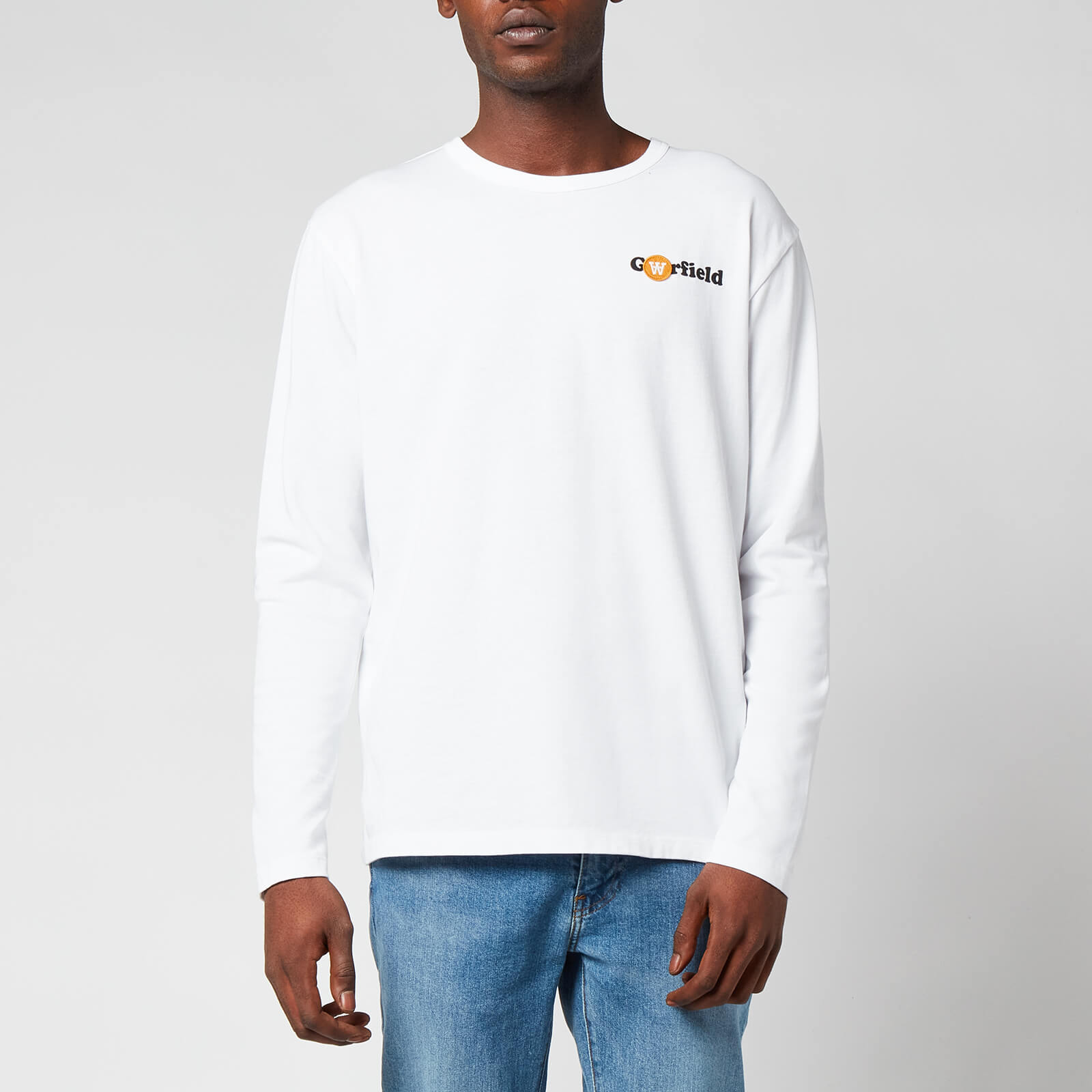 Wood Wood X Garfield Men's Mel Back Logo Long Sleeve T-Shirt - White - S